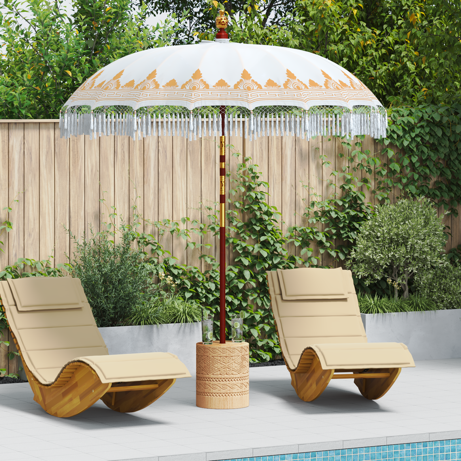 Balinesisk Parasol Kräm 215 x 215 x 260 cm Bomull