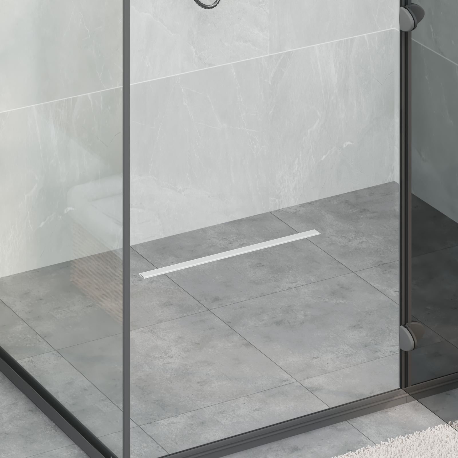 360° Duschavlopp med smal modell Silver 50 cm
