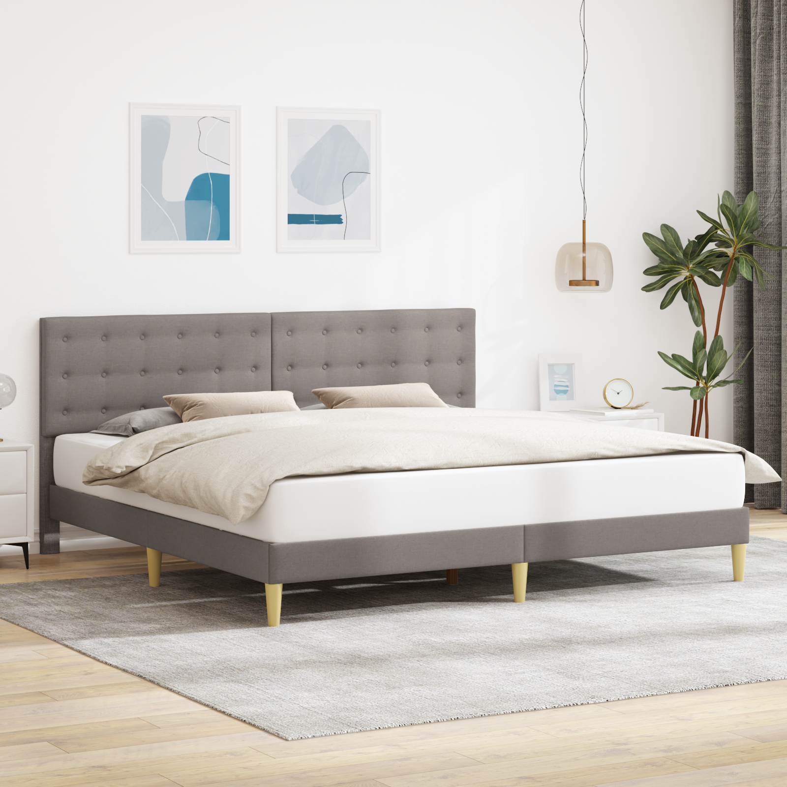 Sängram med huvudgavel Taupe 180 x 200 cm Tyg