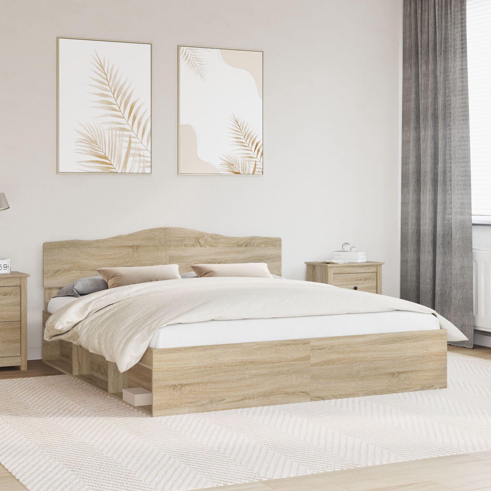 Sängram med huvudgavel Sonoma 200 x 200 cm Massiv furu
