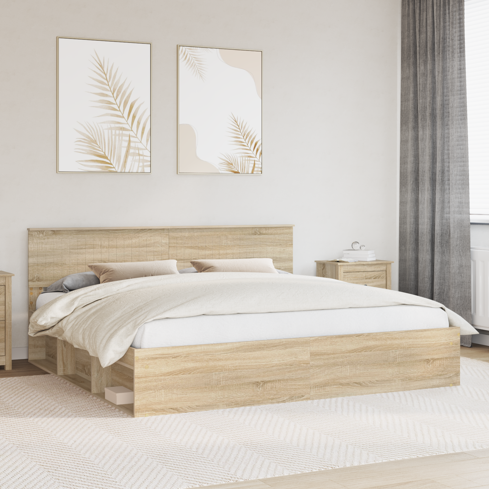 Sängram med huvudgavel Sonoma 200 x 200 cm Massiv furu