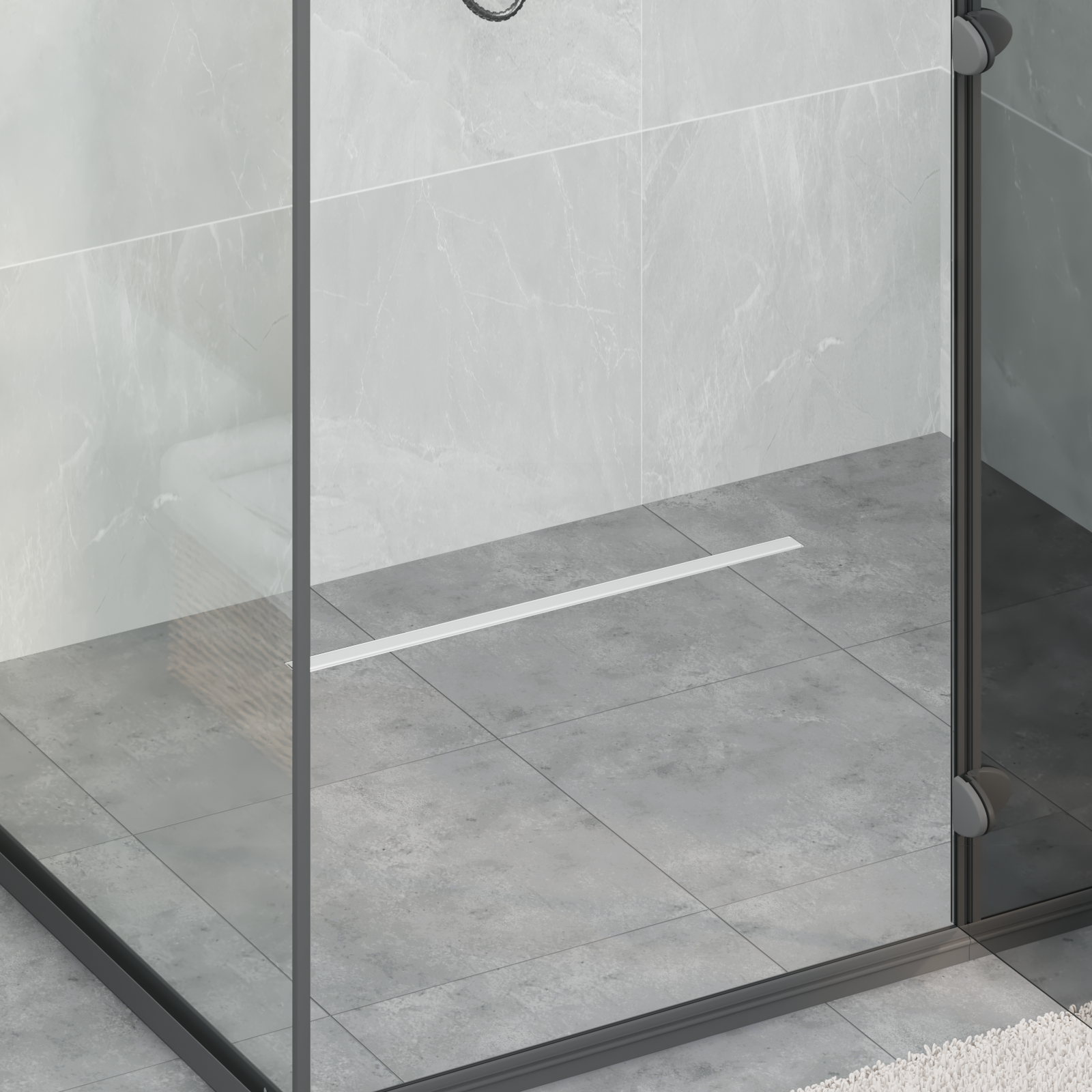 360° Duschavlopp med smal modell Silver 60 cm