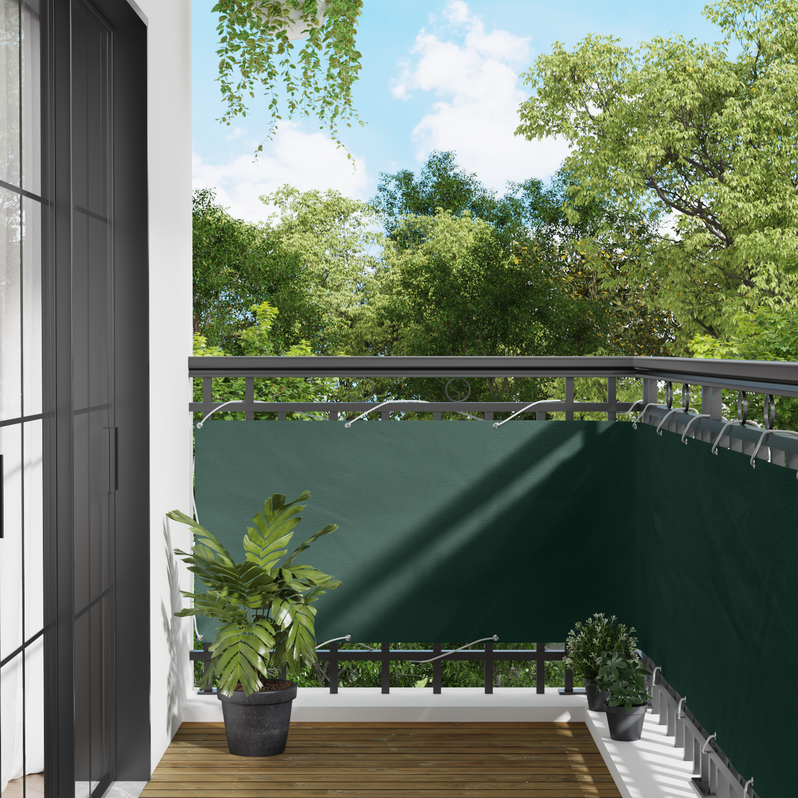 Balkong Skärm 75 x 200 cm PU-belagt oxford alu