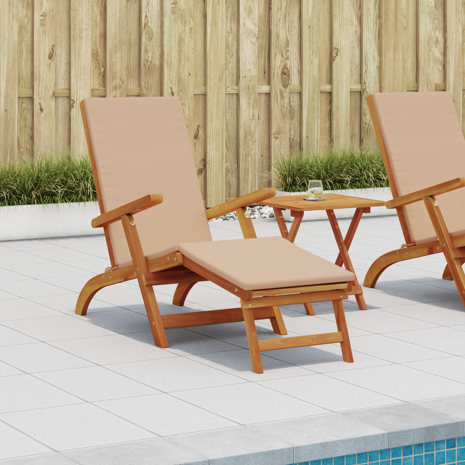Reclining och Fällbar Solstol 2 pcs Taupe Massivt Akaciaträ