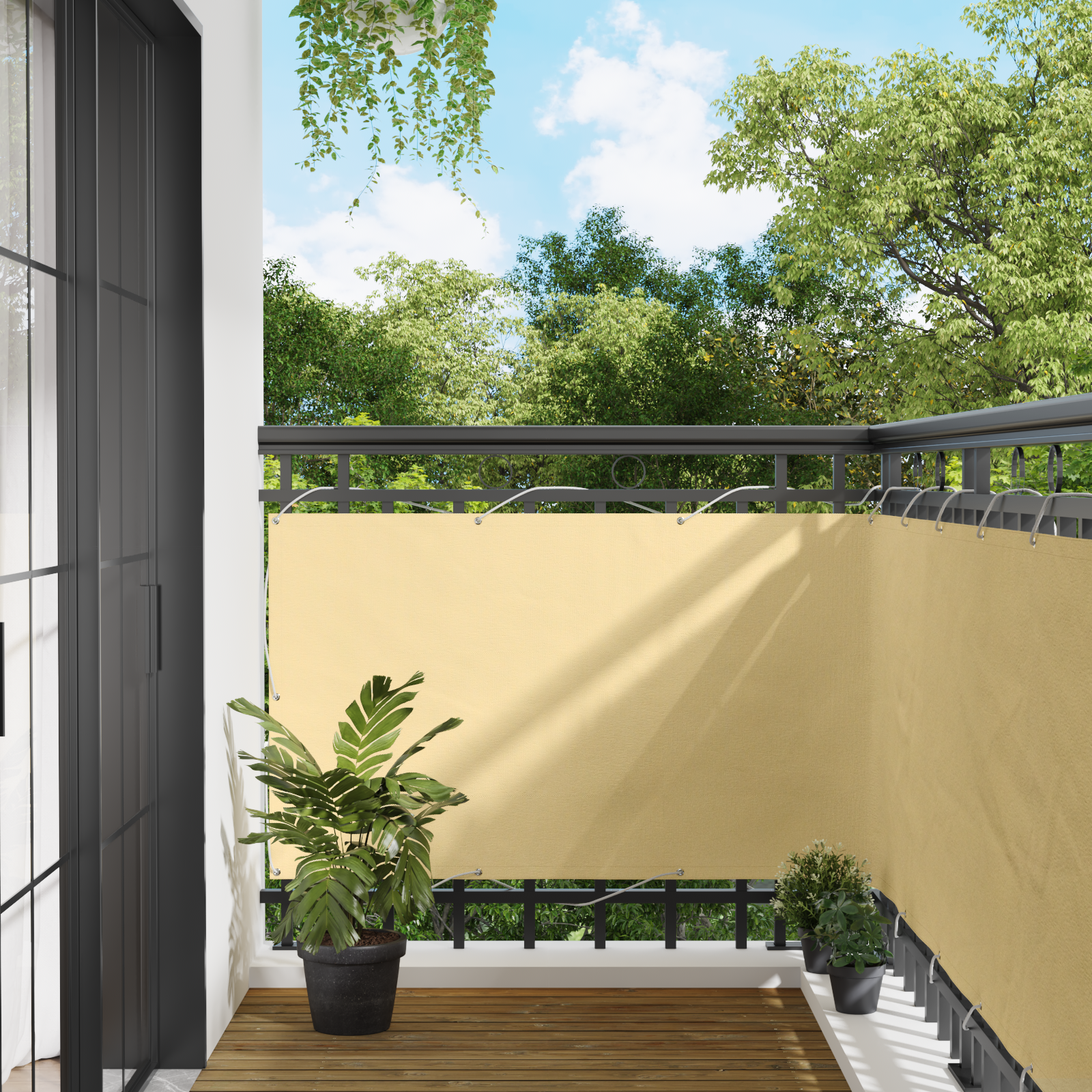 Balkong Skärm 90 x 200 cm PU-belagt oxford alu