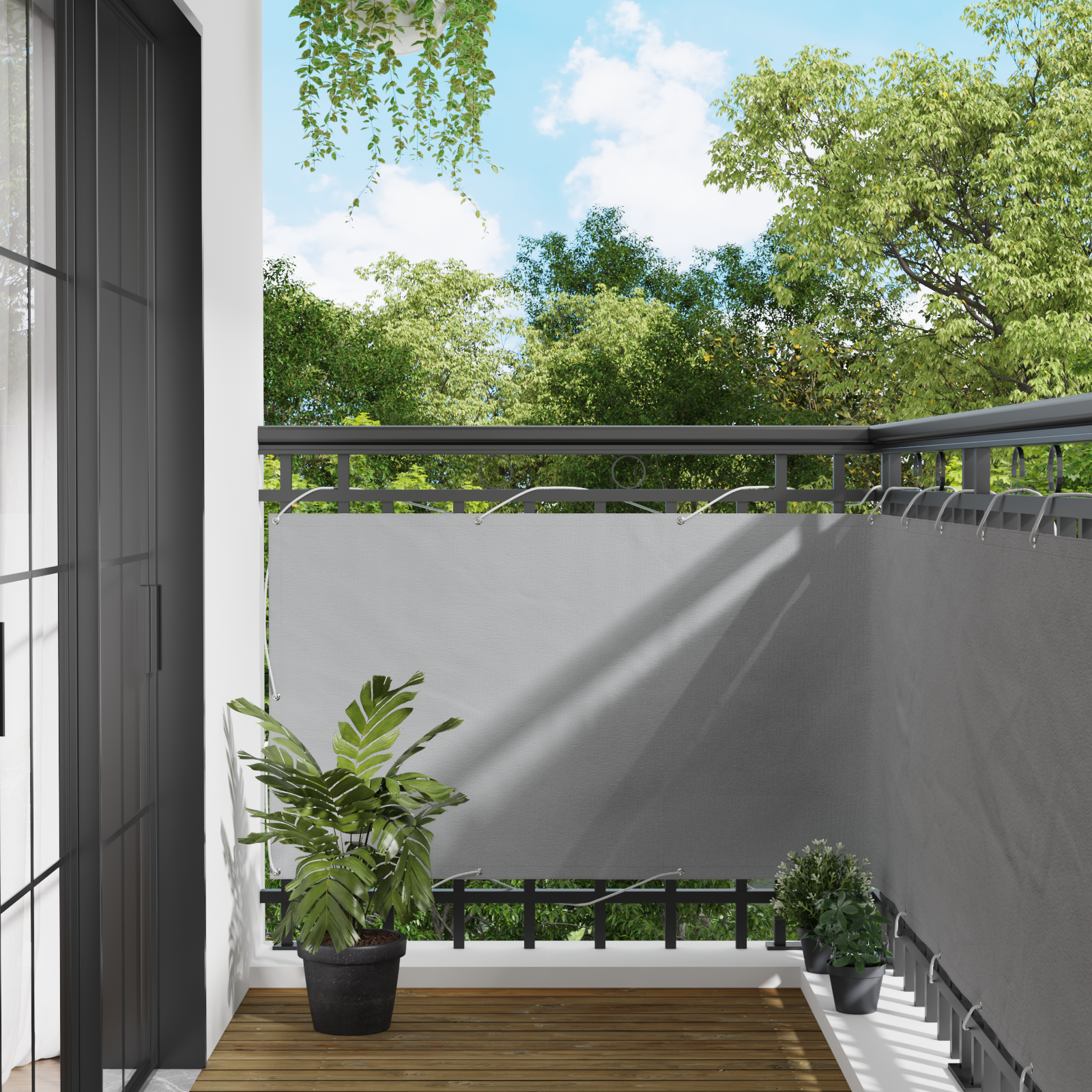Balkong Skärm 90 x 200 cm PU-belagt oxford alu
