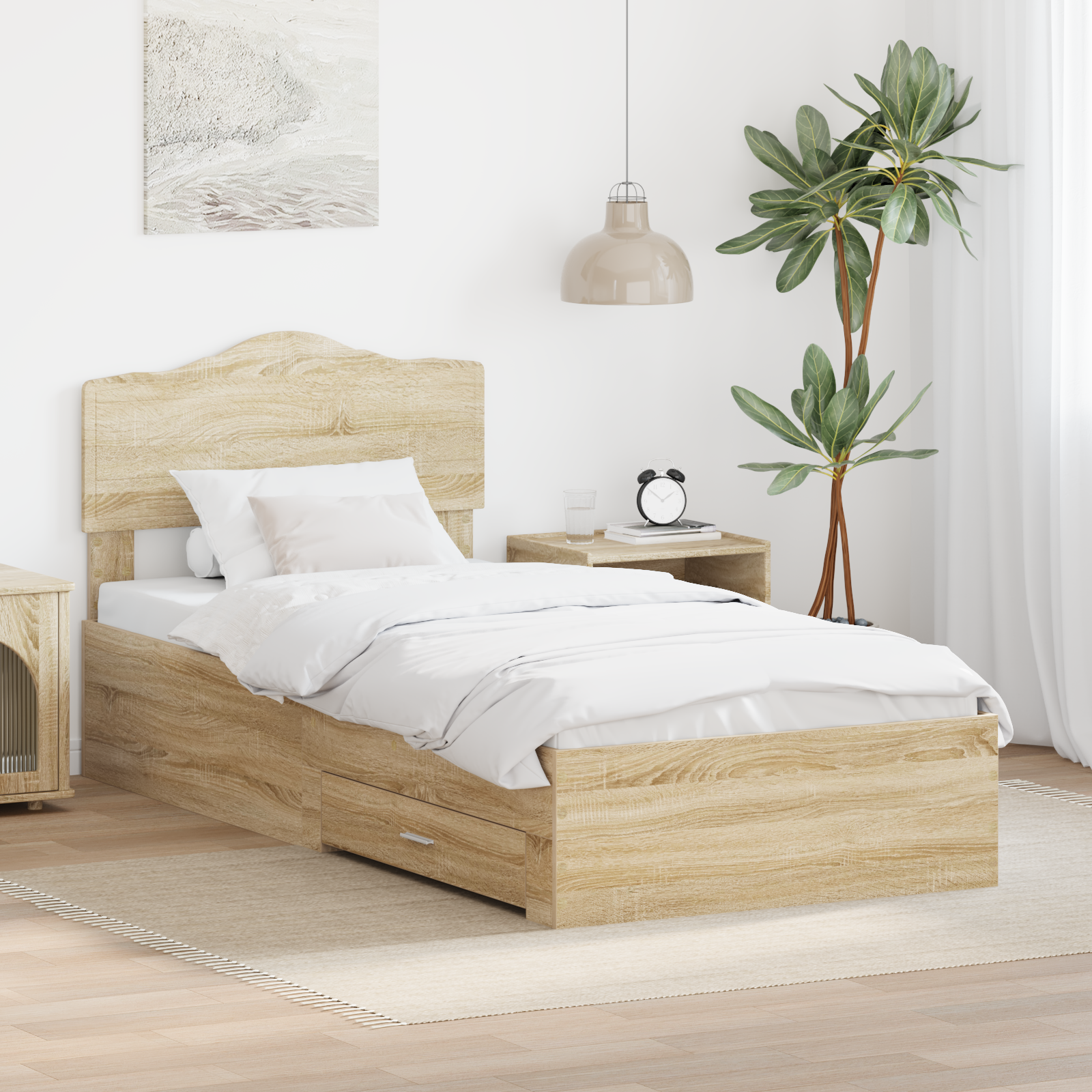 Sängram med låda Sonoma-ek 70 x 190 cm Konstruerat trä