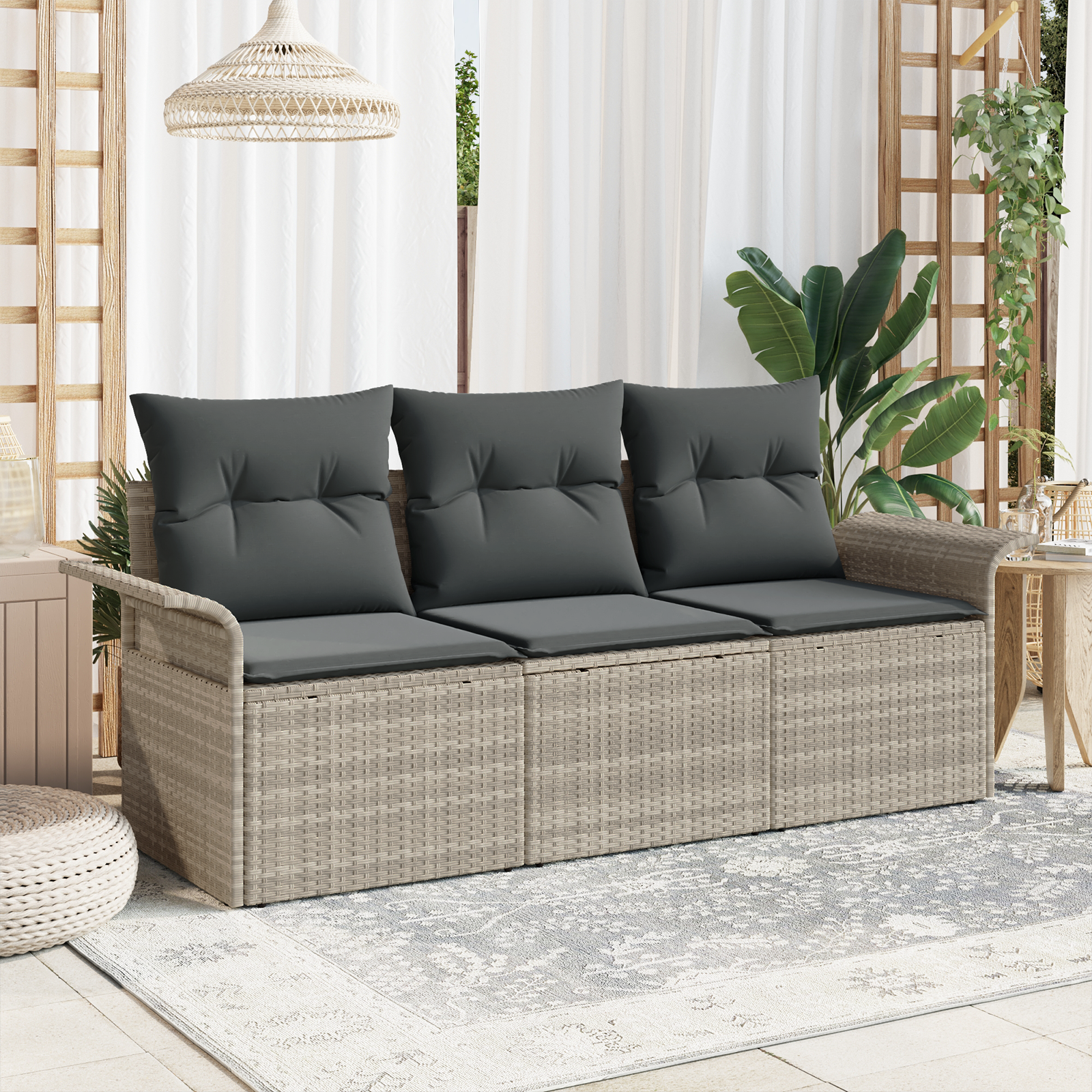 Soffset med kudde 3 pcs Grå konstrotting