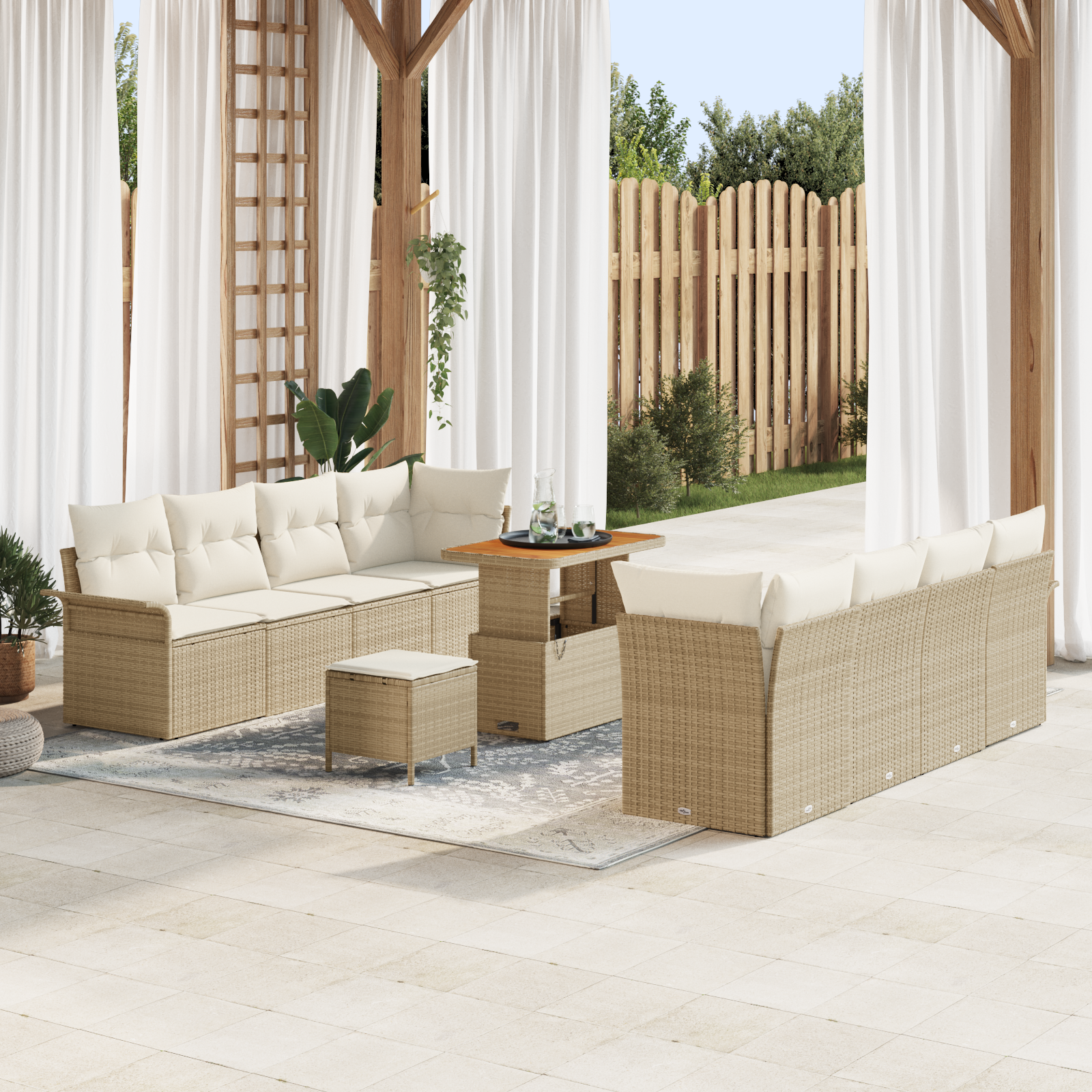 Trädgårdsoffset med kudde Beige och gräddfärgad 90 x 55 x 71 cm