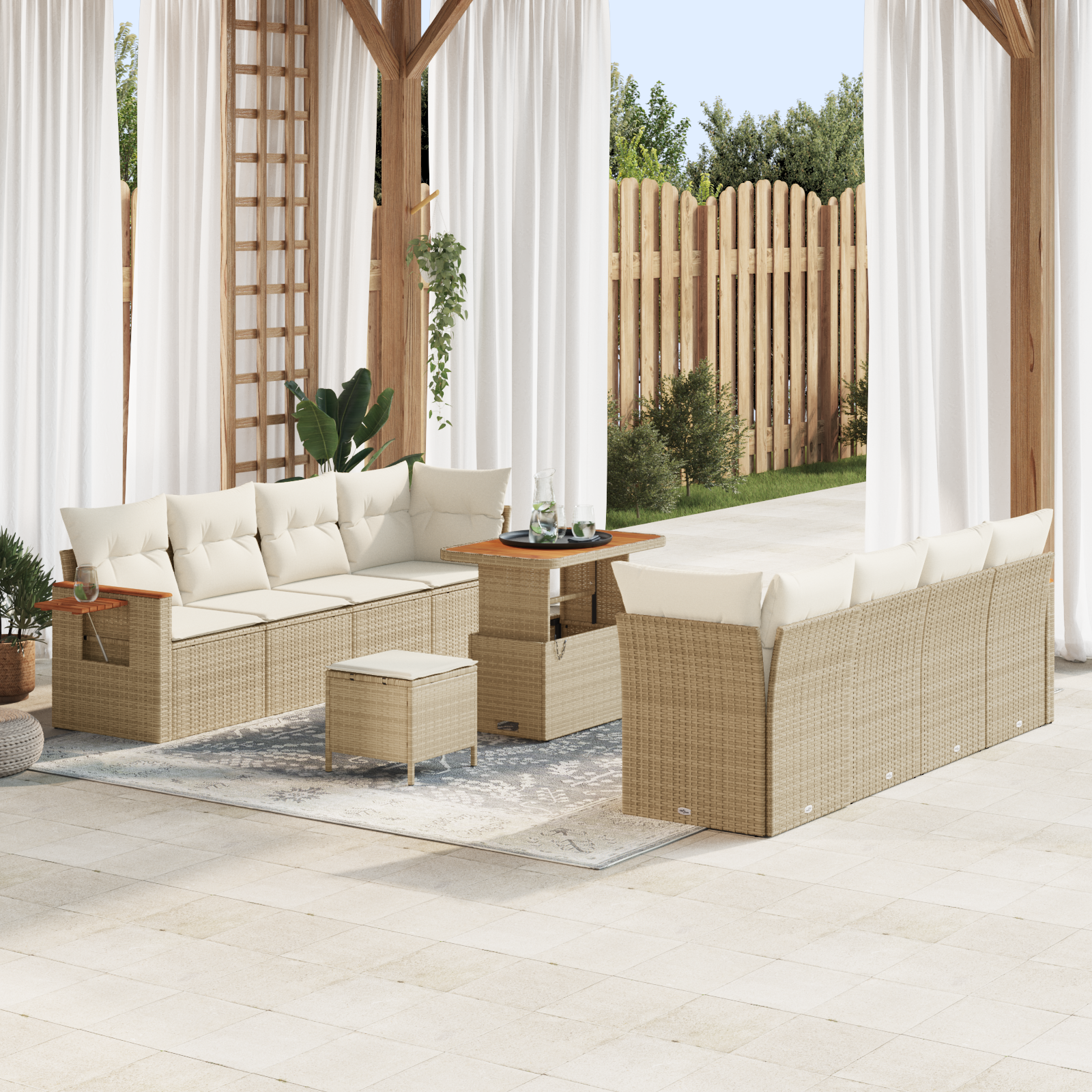 Trädgårdsoffset 12 pcs Beige och gräddfärgad konstrotting