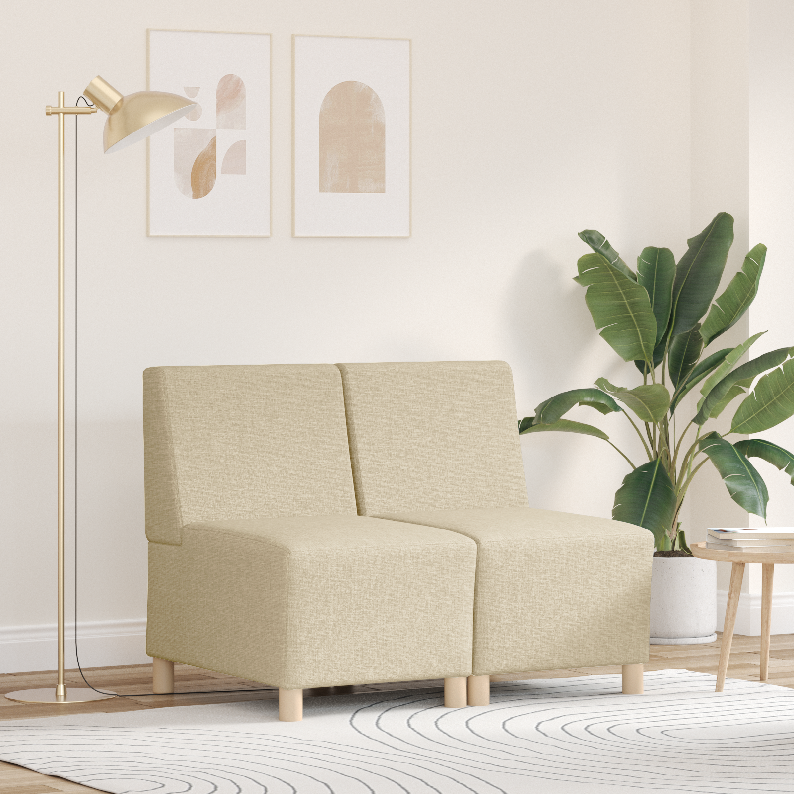 Modulsofa utan armstöd 2 pcs Kräm 55 x 74 x 82 cm tyg