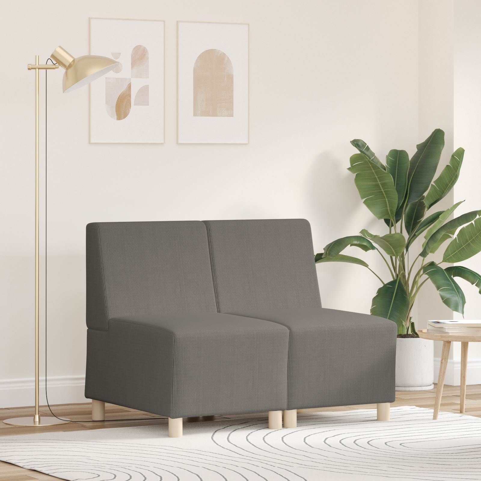 Modulsofa utan armstöd 2 pcs Ljusgrå 55 x 74 x 82 cm