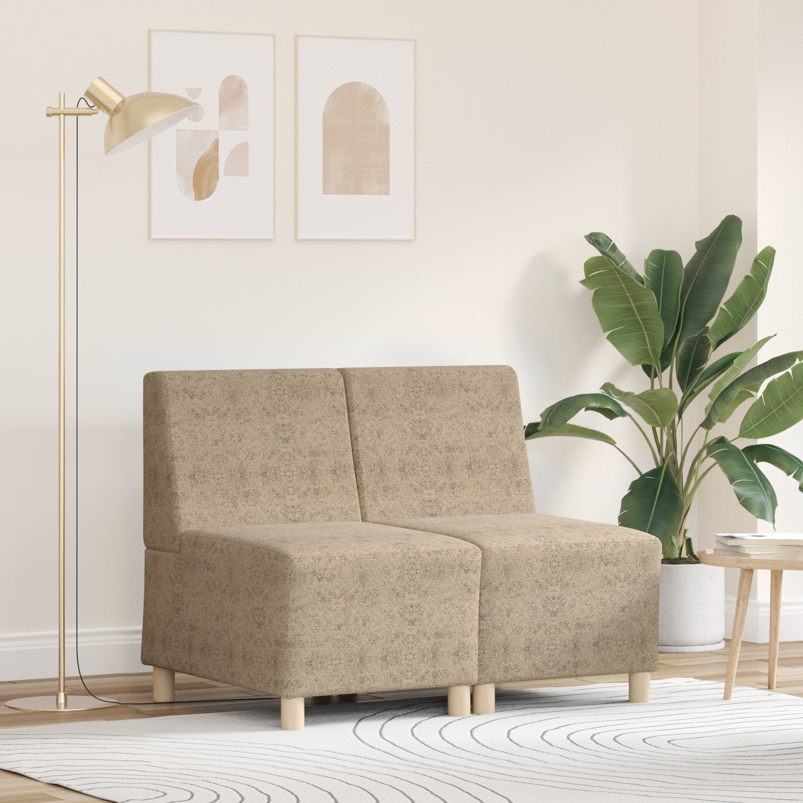 Modulsofa utan armstöd 2 pcs Ljusgrå 55 x 74 x 82 cm