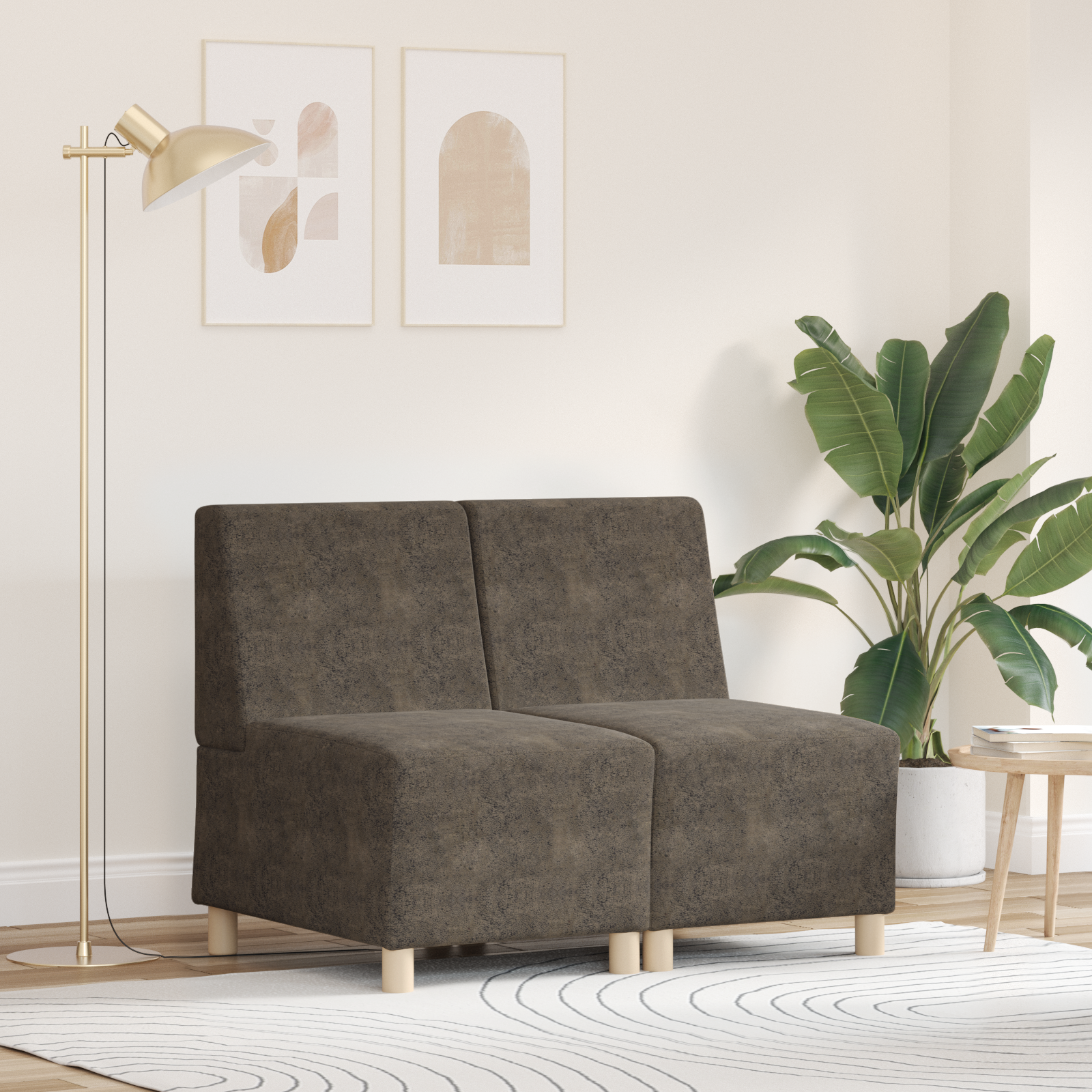 Modulsofa utan armstöd 2 pcs Mörkgrå 55 x 74 x 82 cm