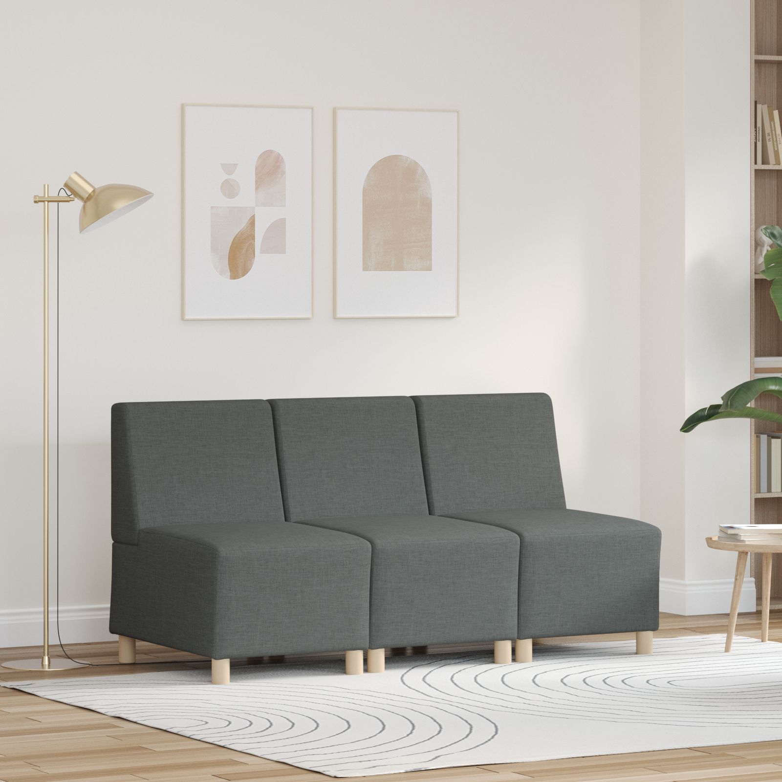 Modulsofa utan armstöd 3 pcs Mörkgrå 55 x 74 x 82 cm tyg
