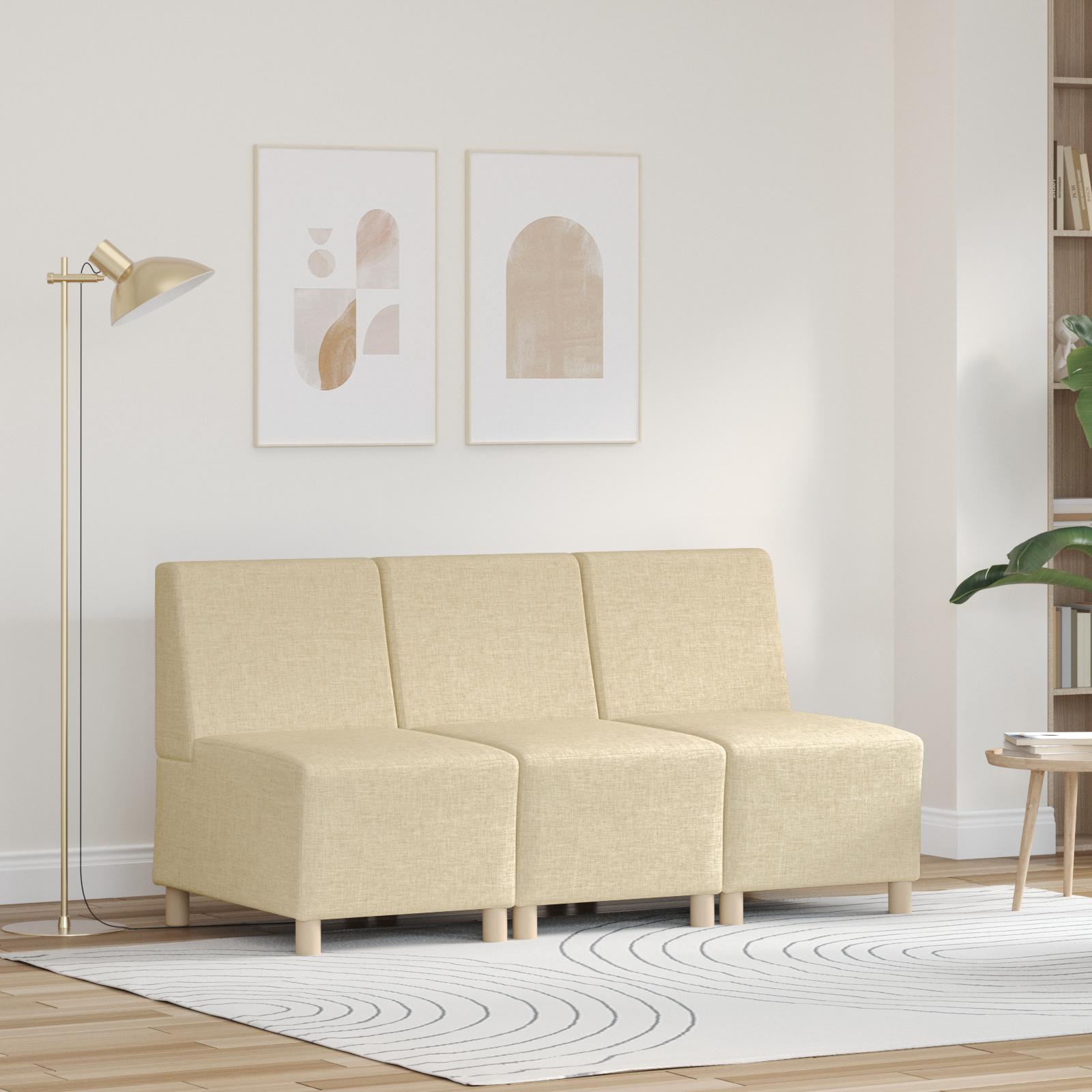 Modulsofa utan armstöd 3 pcs Kräm 55 x 74 x 82 cm tyg