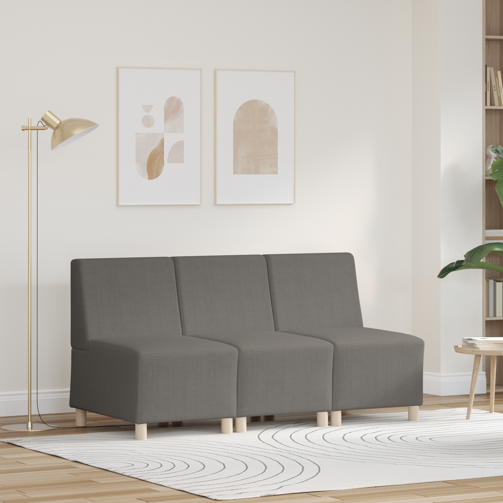 Modulsofa utan armstöd 3 pcs Ljusgrå 55 x 74 x 82 cm