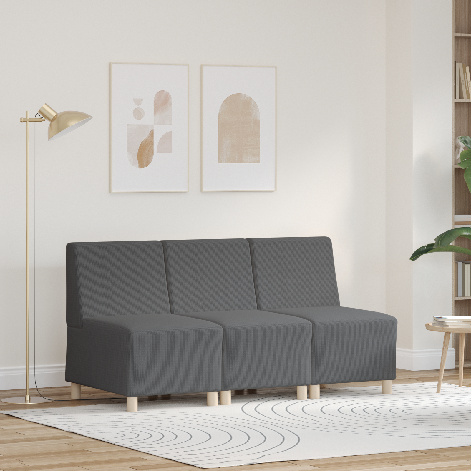 Modulsofa utan armstöd 3 pcs Mörkgrå 55 x 74 x 82 cm