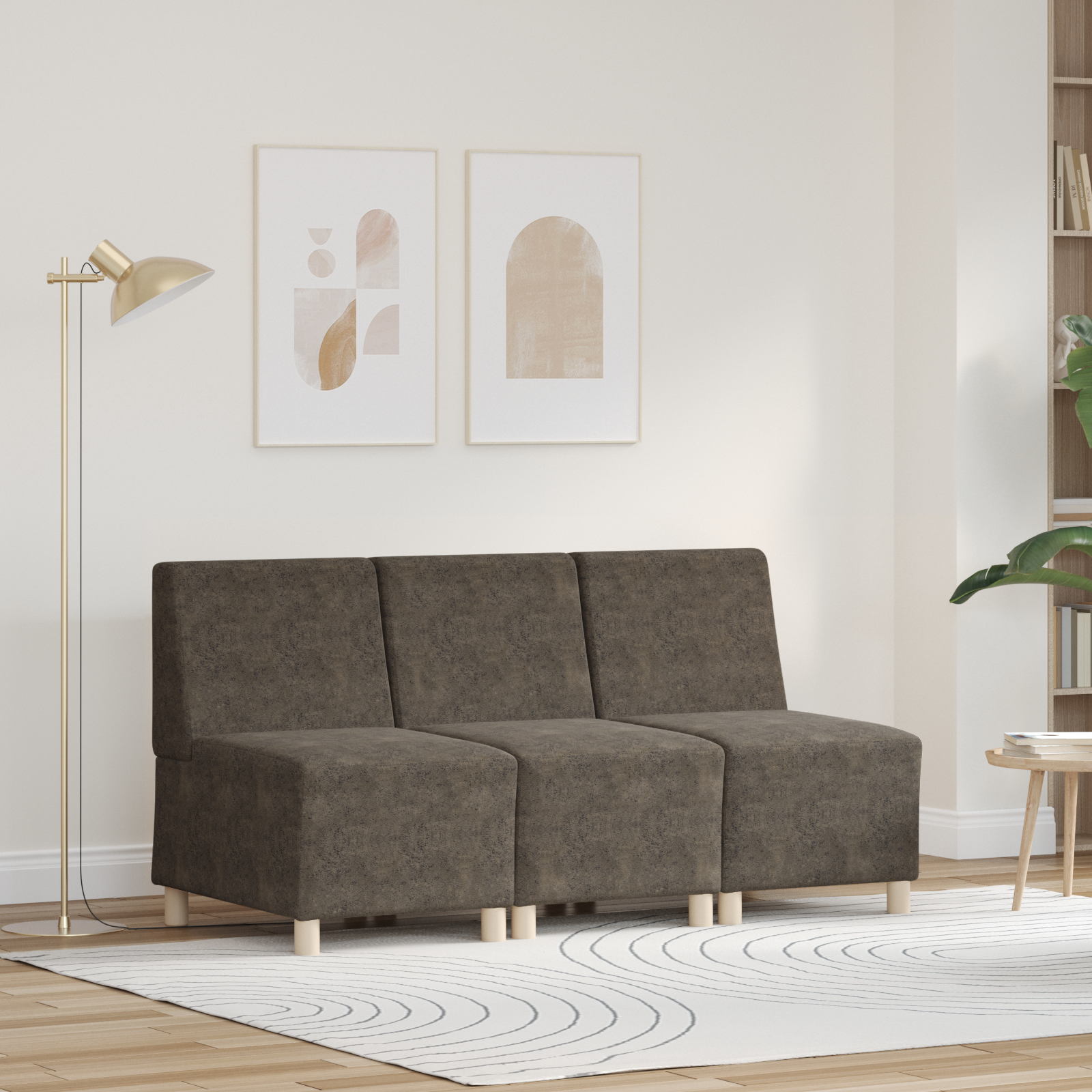Modulsofa utan armstöd 3 pcs Mörkgrå 55 x 74 x 82 cm