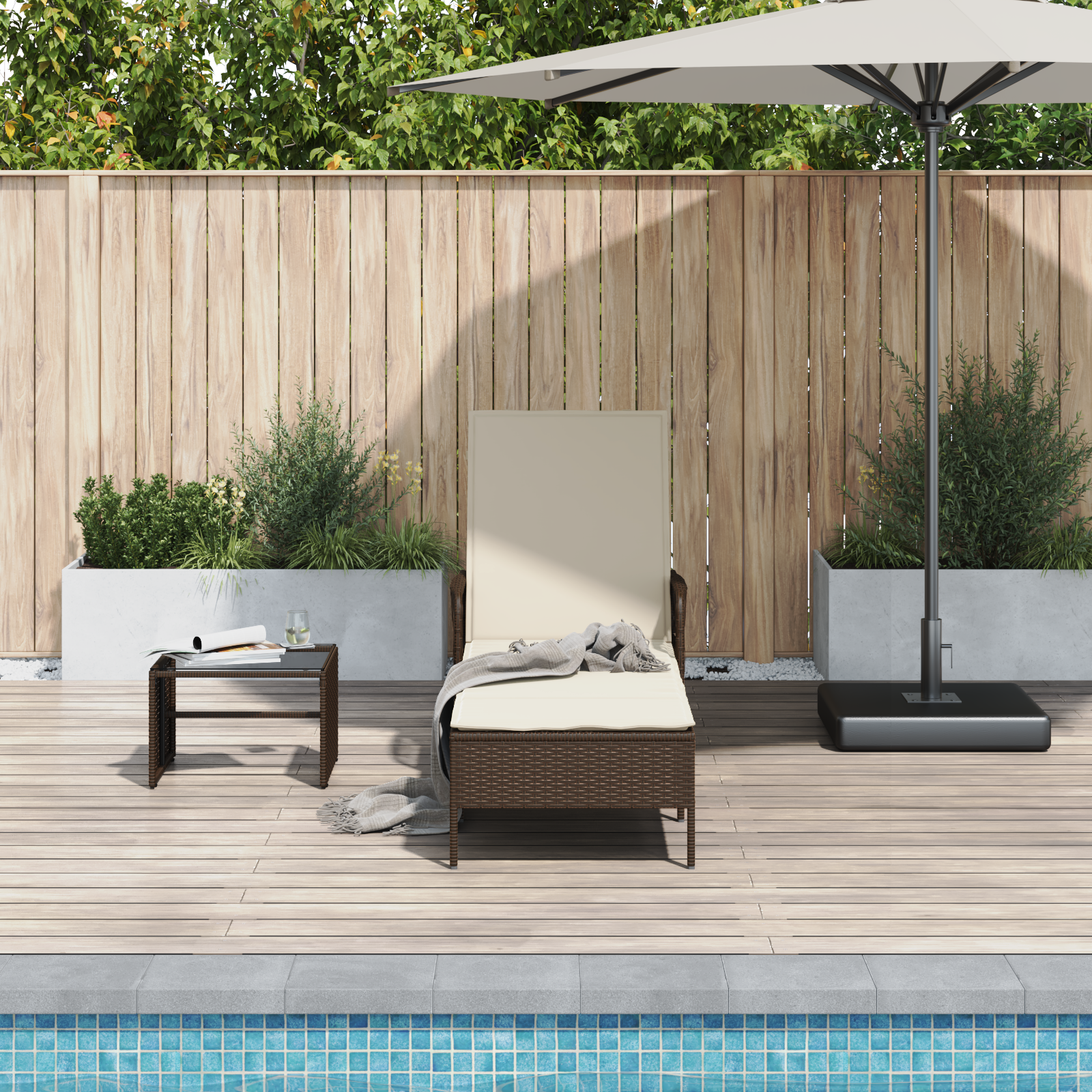 Solstol Brun och krämvit 55 x 200 x 92 cm konstrotting