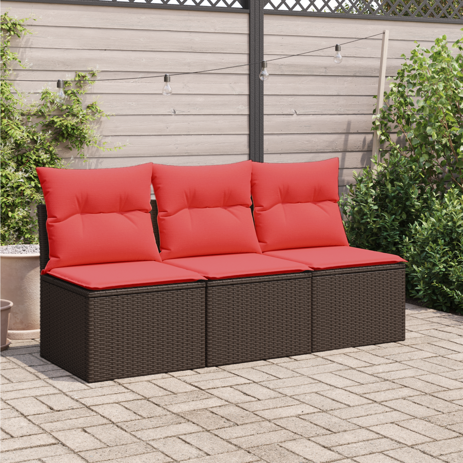 | Trädgårdsoffa | med kudde Brun 165 x 62 x 69 cm Poly rattan