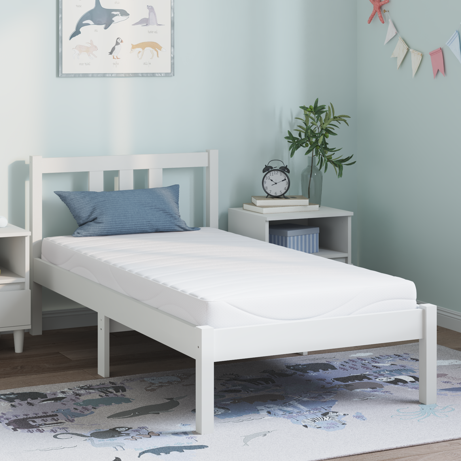 Madrass Vit 80 x 160 cm Jacquardtyg