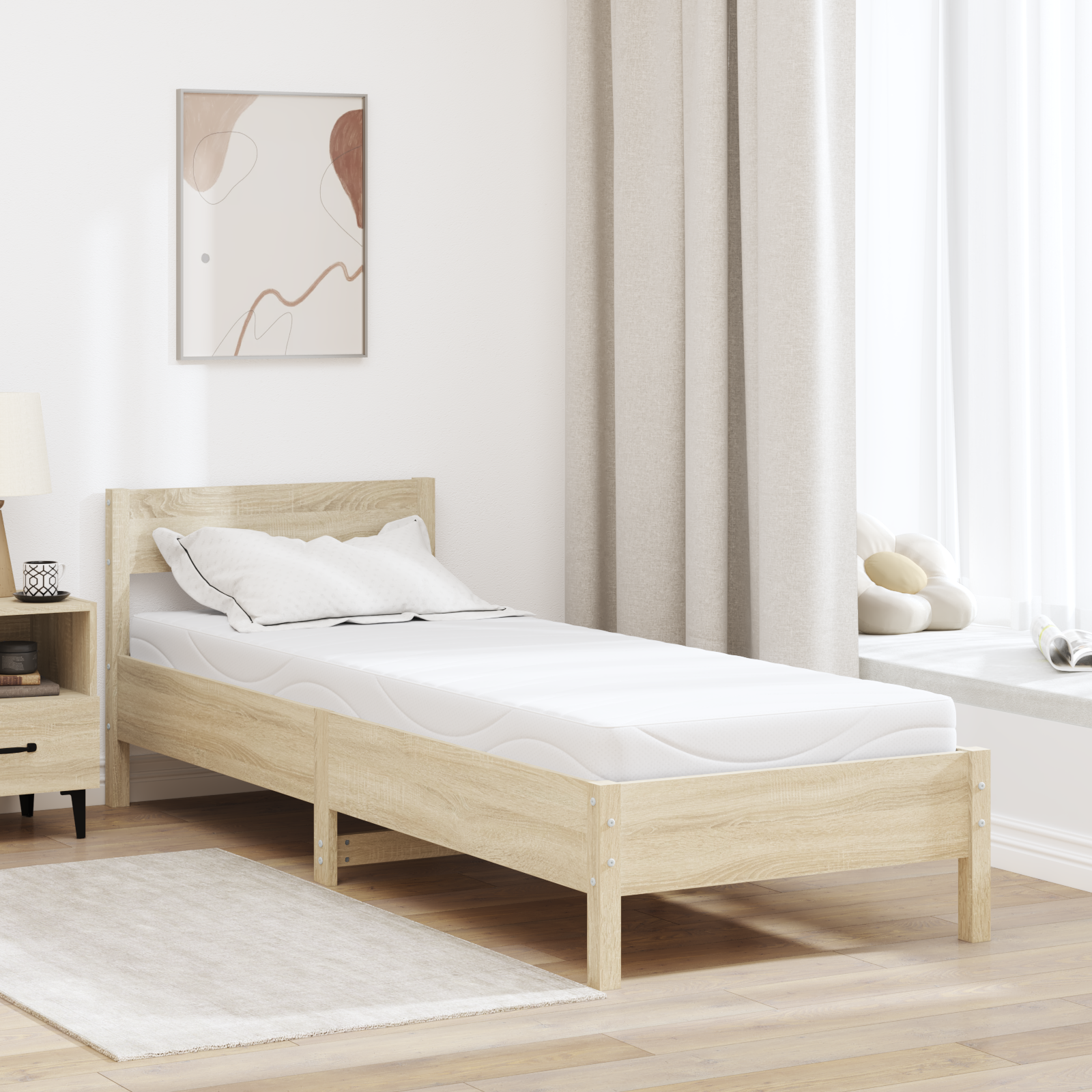 Madrass Vit 80 x 200 cm Jacquardtyg