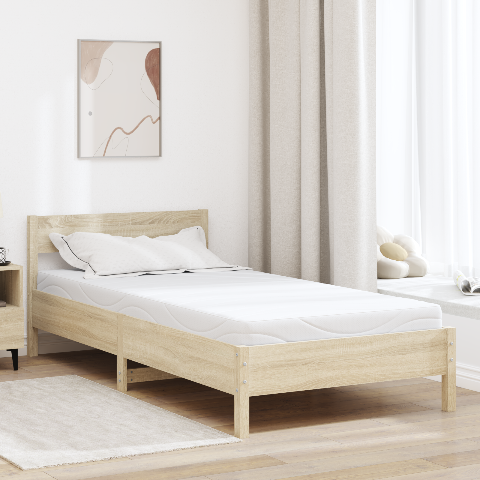 Madrass Vit 90 x 200 cm Jacquardtyg