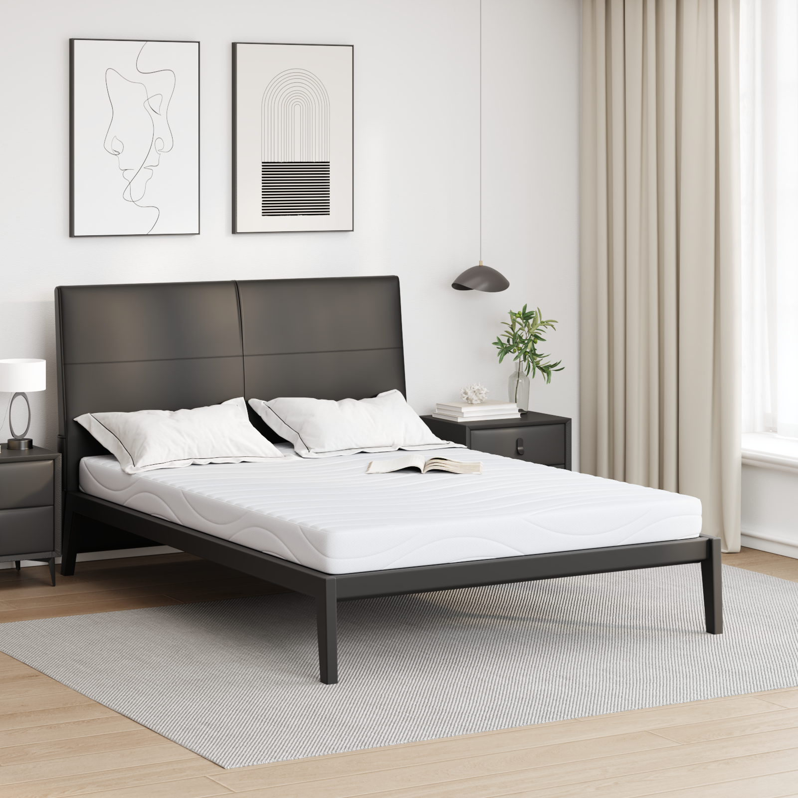 Madrass Vit 160 x 200 cm Jacquardtyg