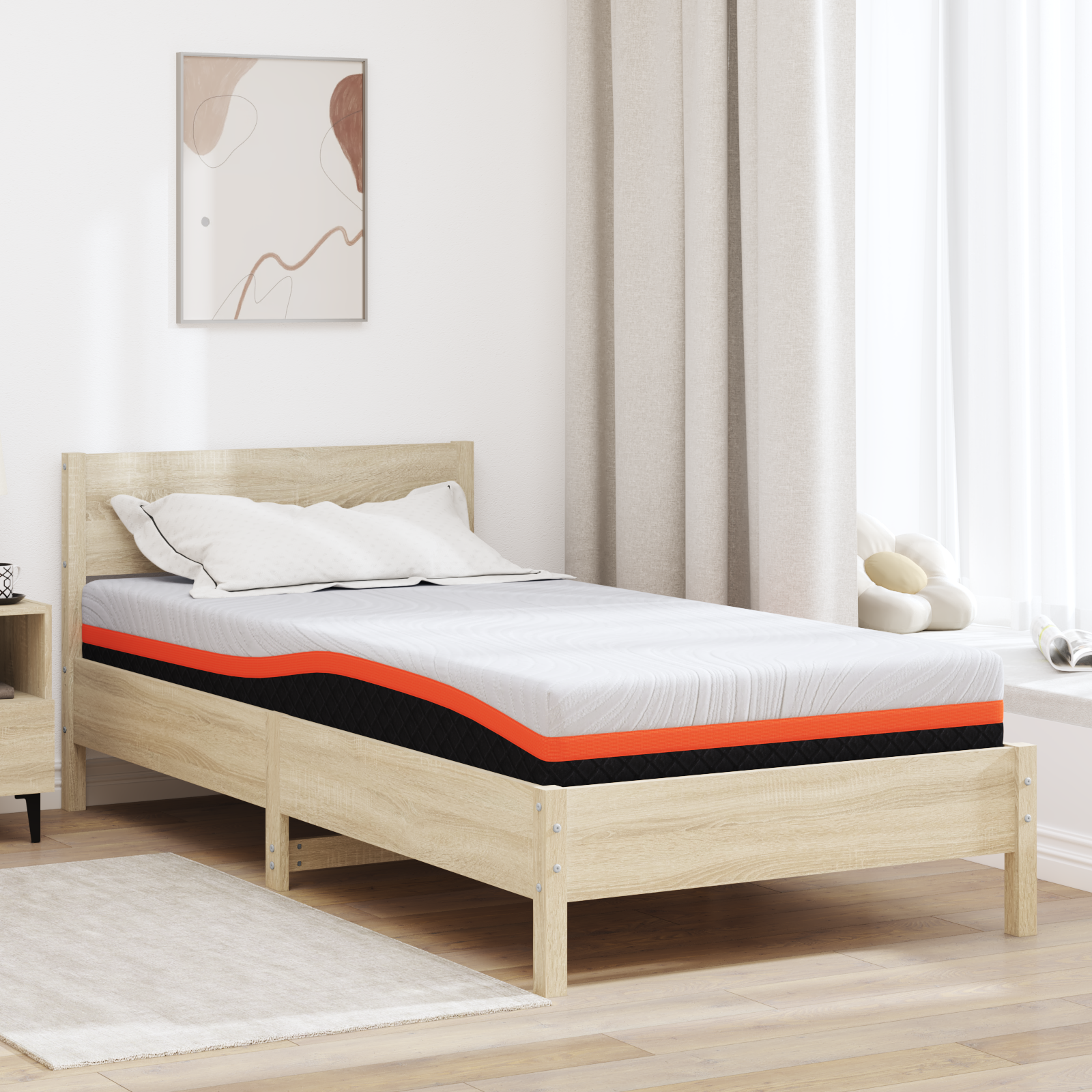 Madrass Vit och svart 90 x 190 cm Jacquardtyg
