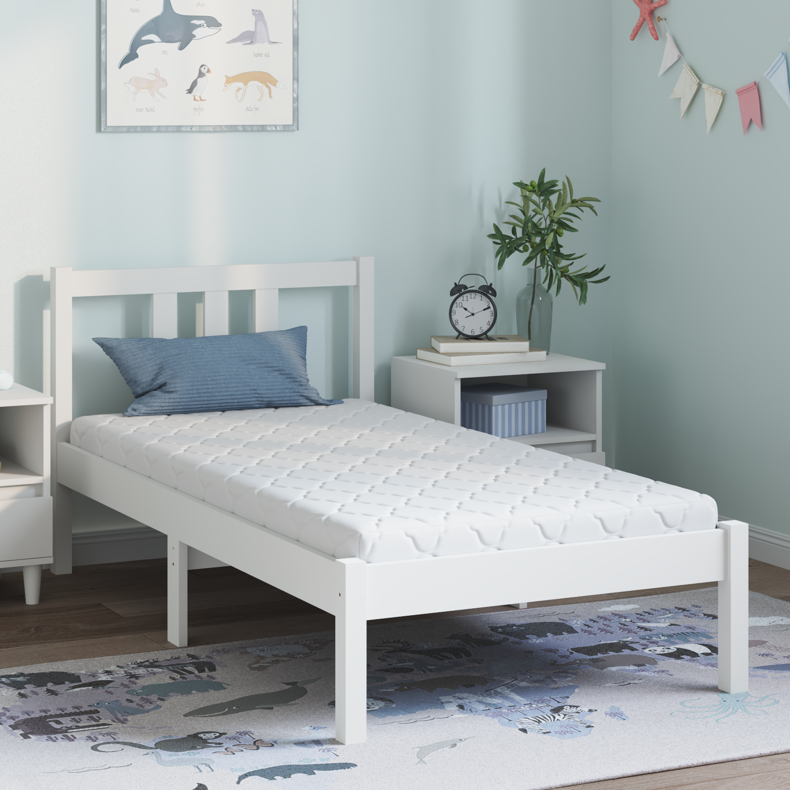 Madrass Vit 80 x 160 cm Jacquardtyg
