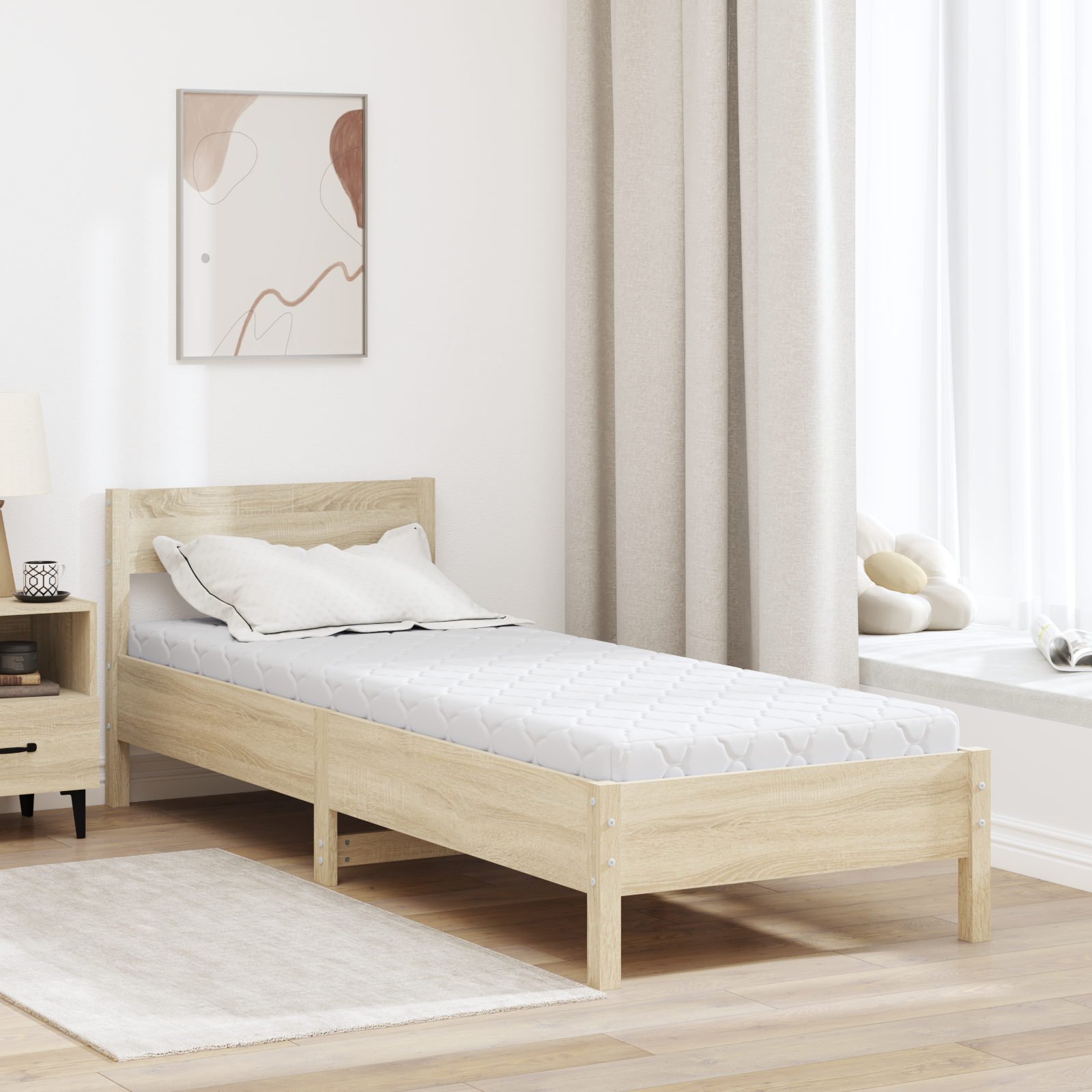 Madrass Vit 80 x 200 cm Jacquardtyg