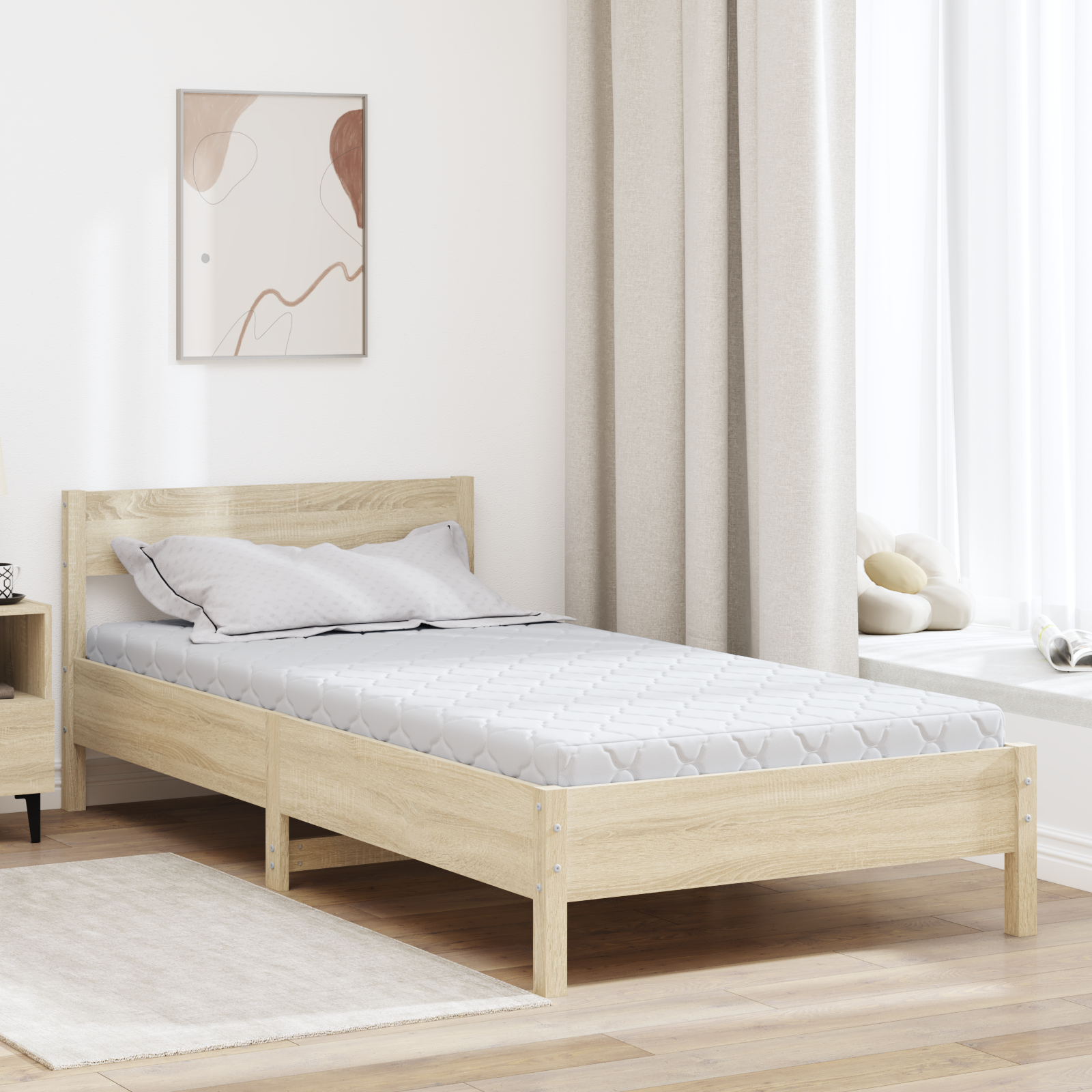 Madrass Vit 90 x 190 cm Jacquardtyg