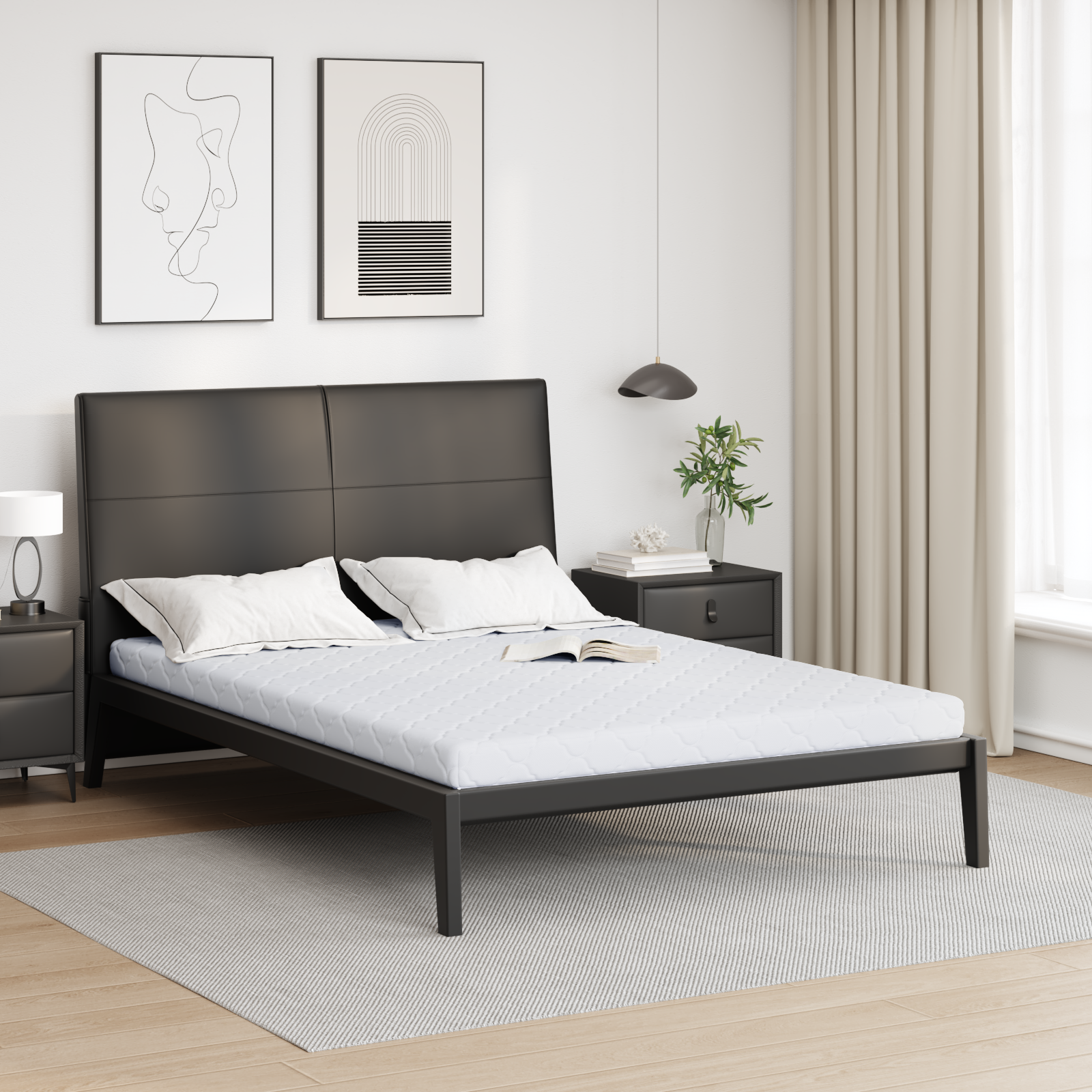 Madrass Vit 140 x 200 cm Jacquardtyg