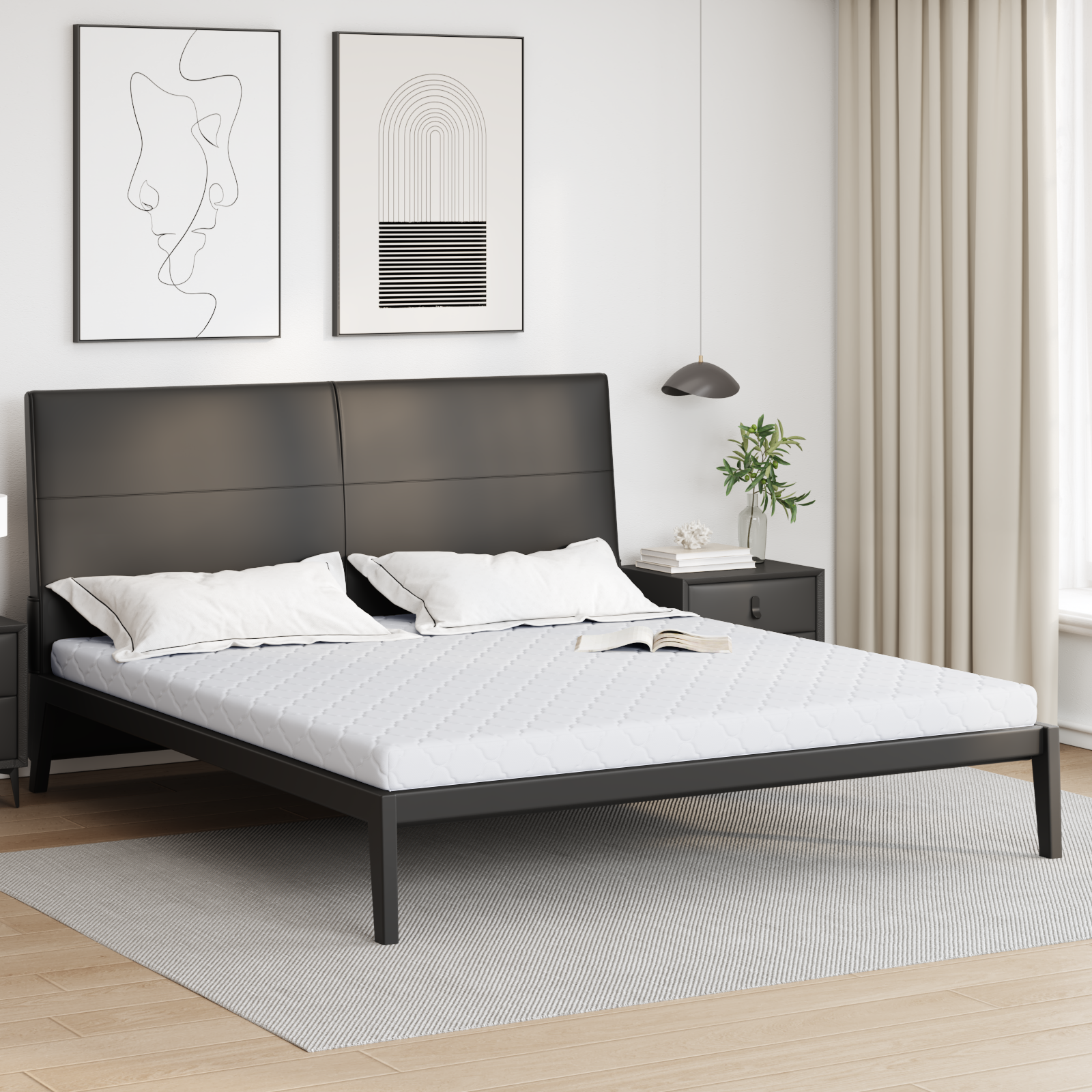 Madrass Vit 180 x 200 cm Jacquardtyg