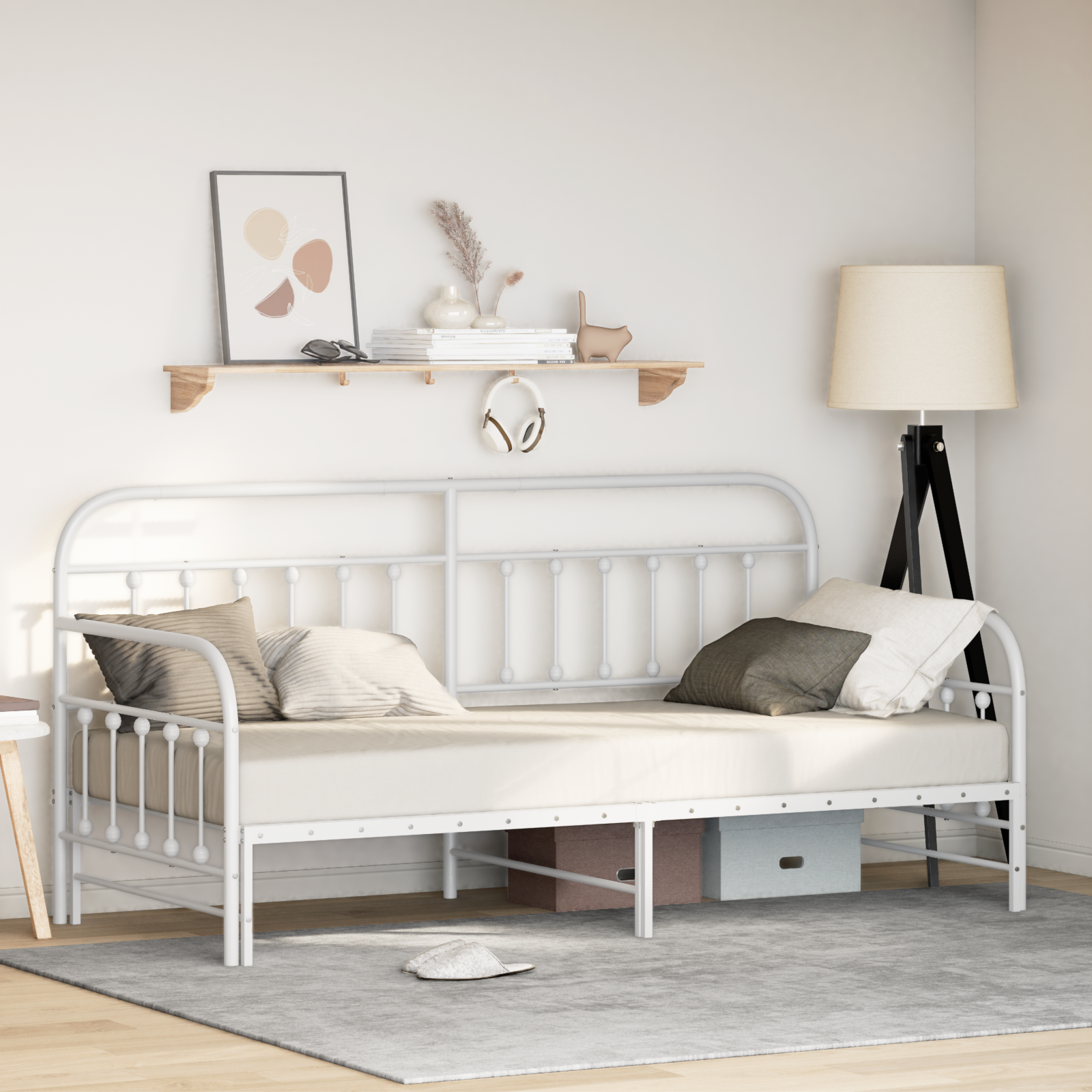 Dagbäddram Vit 90 x 190 cm Pulverlackerat stål