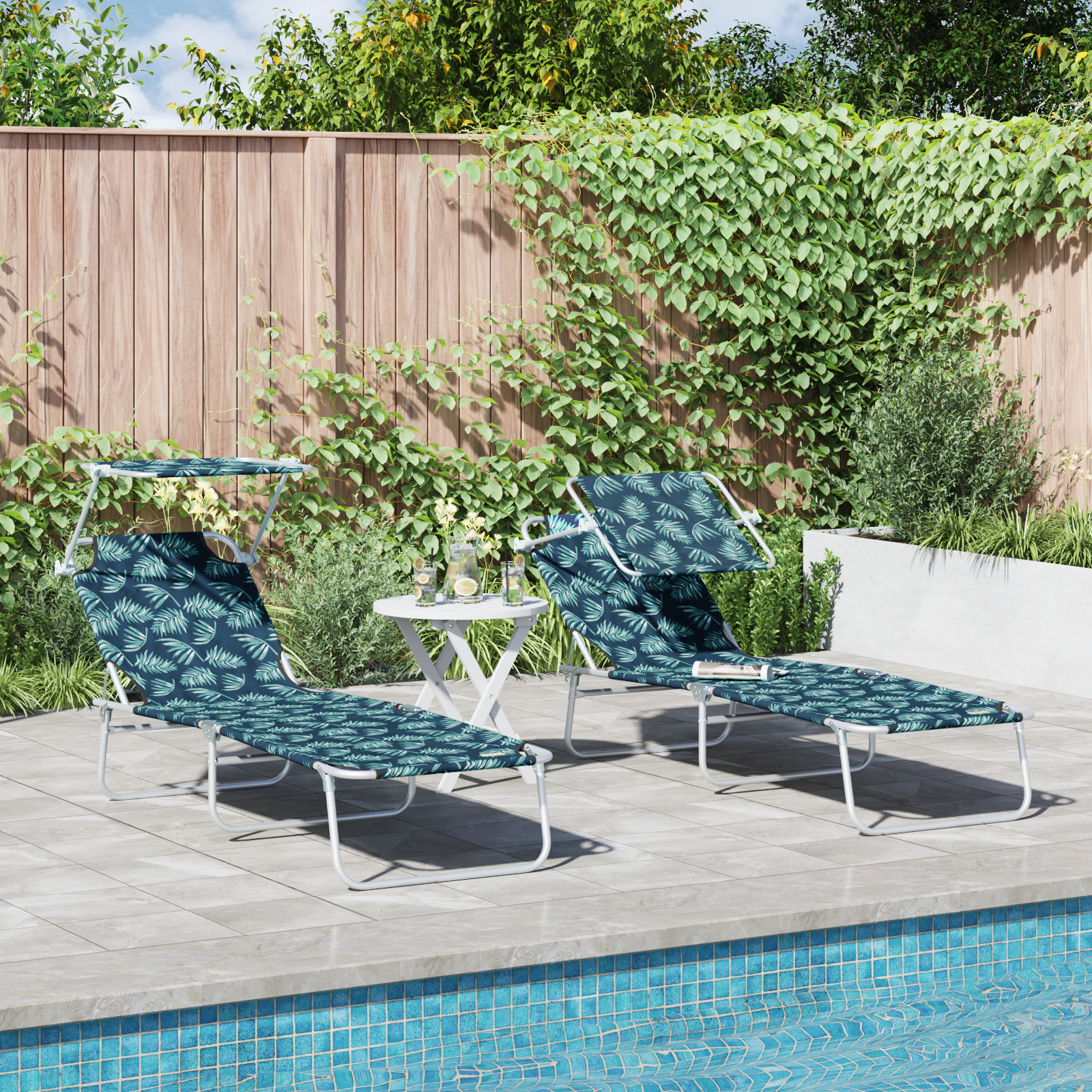 Solstol 2 pcs Grön 58 x 188 x 77cm Polyester