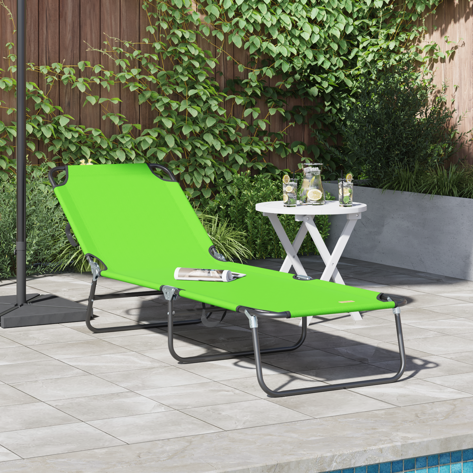 Hopfällbar solstol Grön 188 x 57 x 86,5 cm Polyester