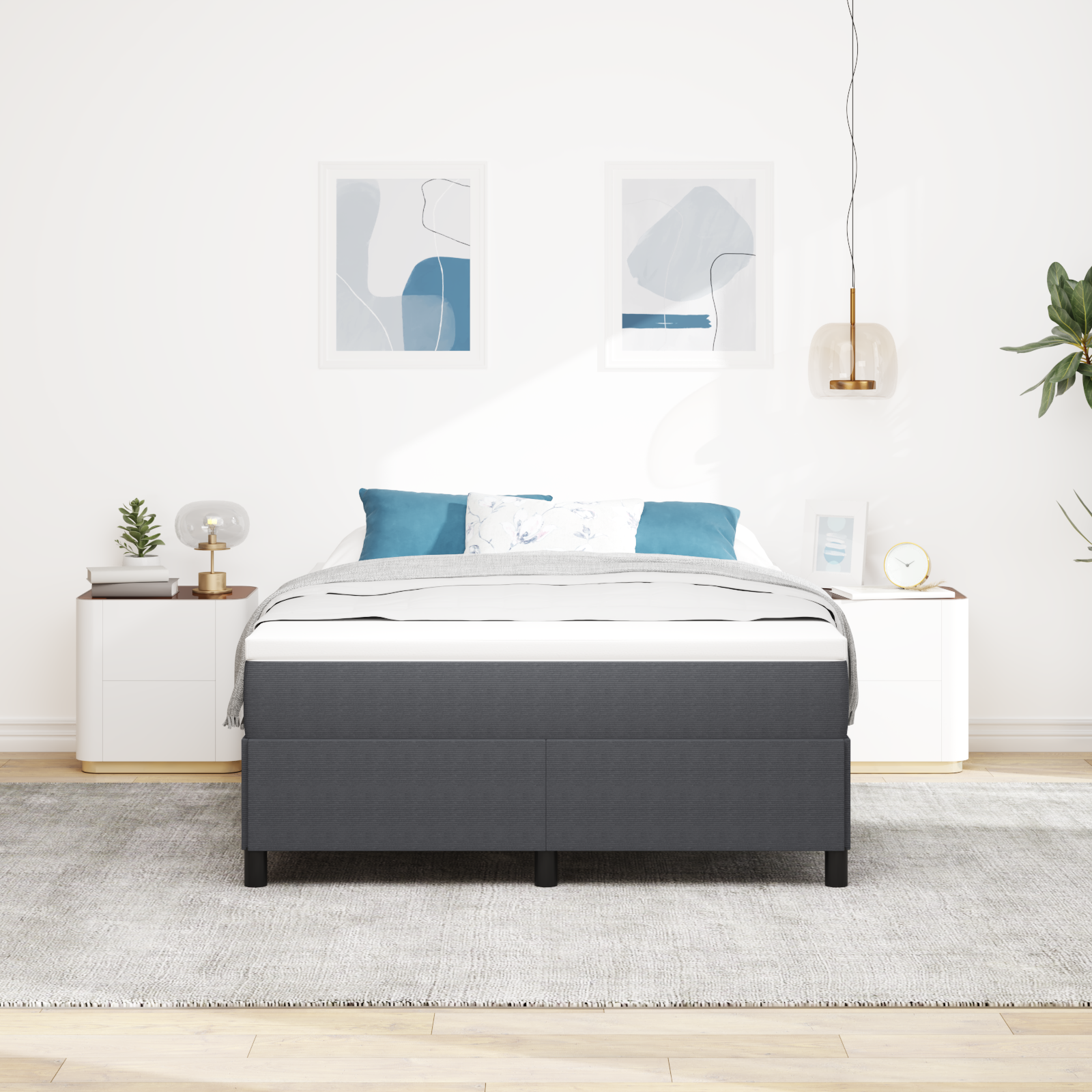 Bäddfjäder Mörkgrå 160 x 200 cm Kordread tyg