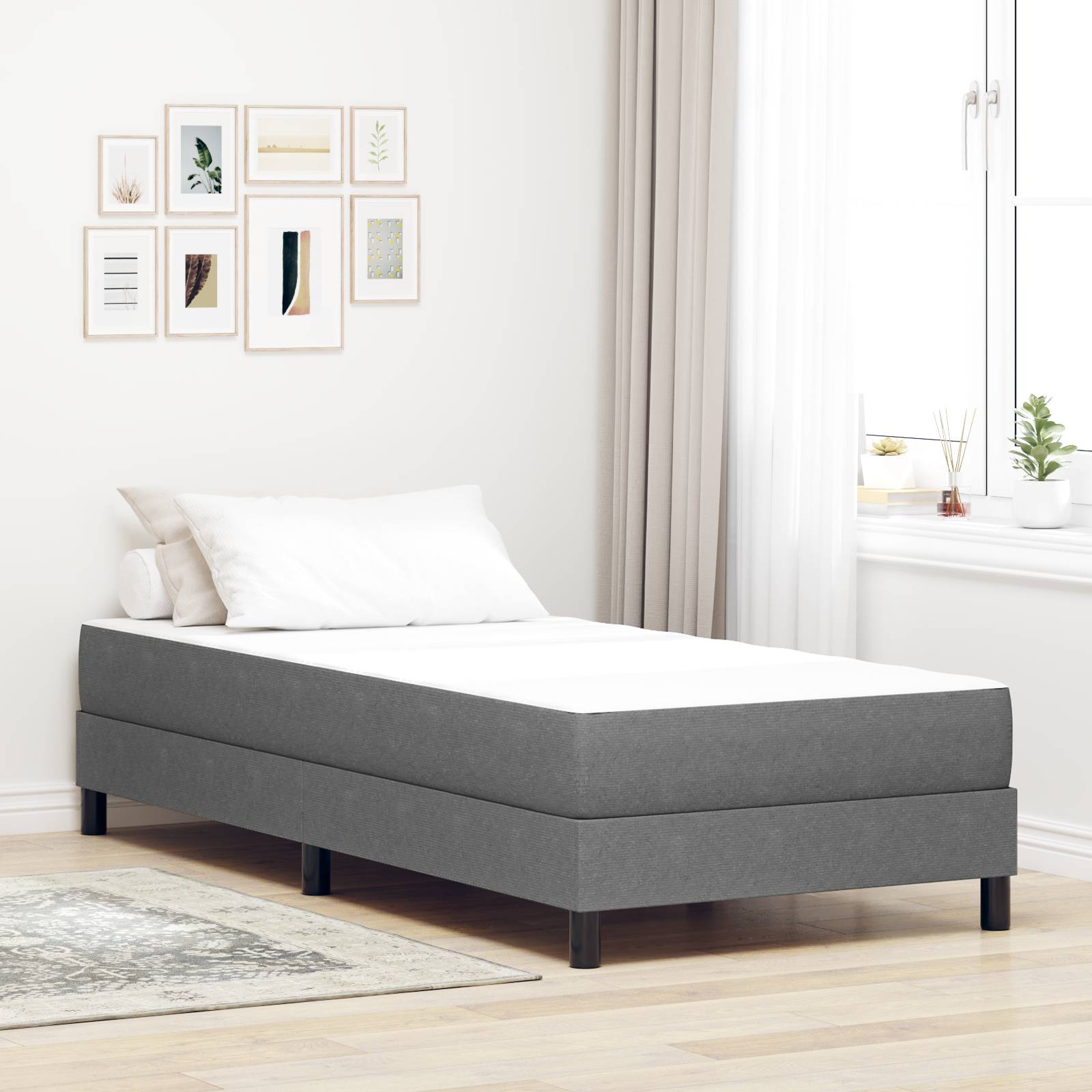 Sängmadrass med madrass Ljusgrå 80 x 200 cm tyg