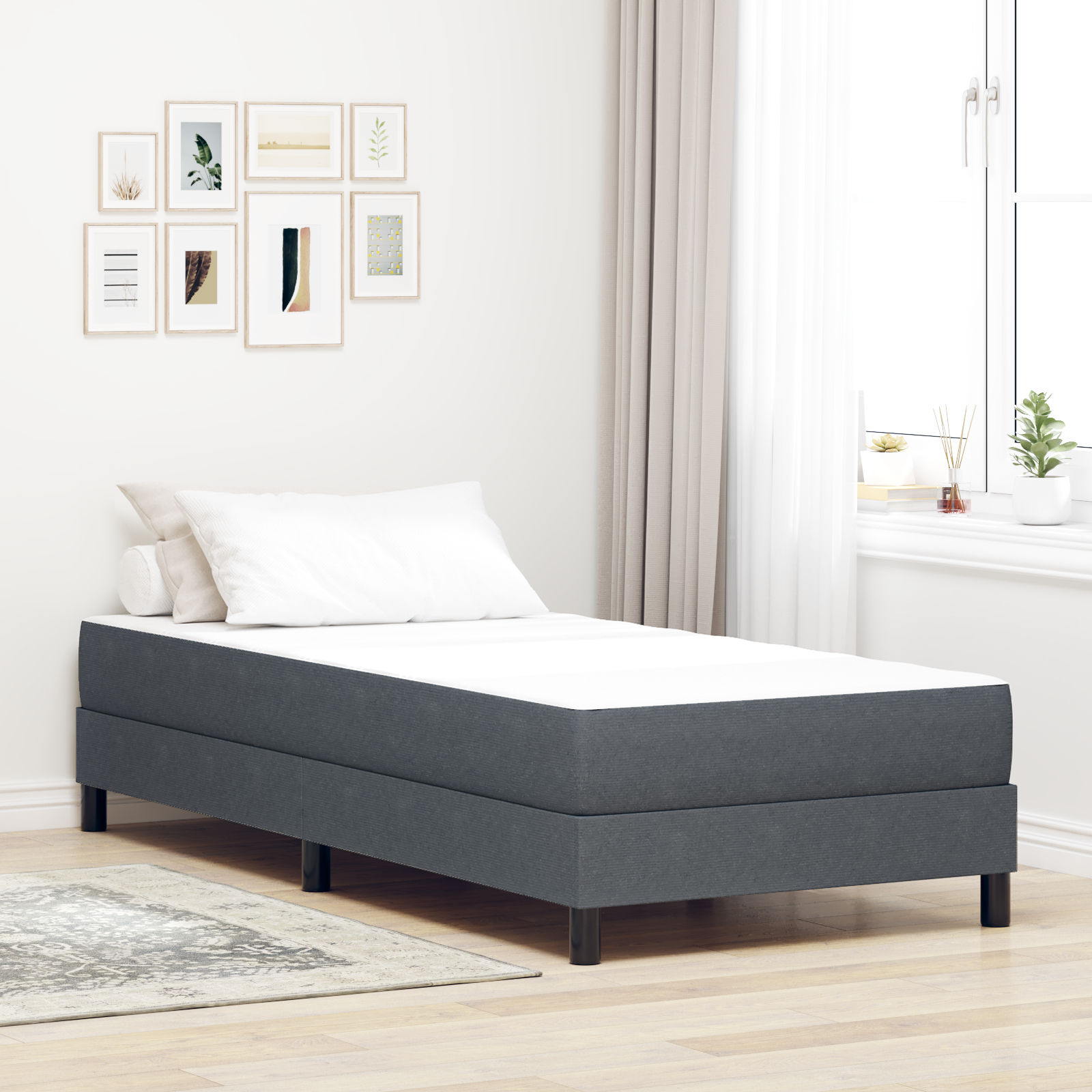 Sängmadrass med madrass Grå 80 x 200 cm tyg