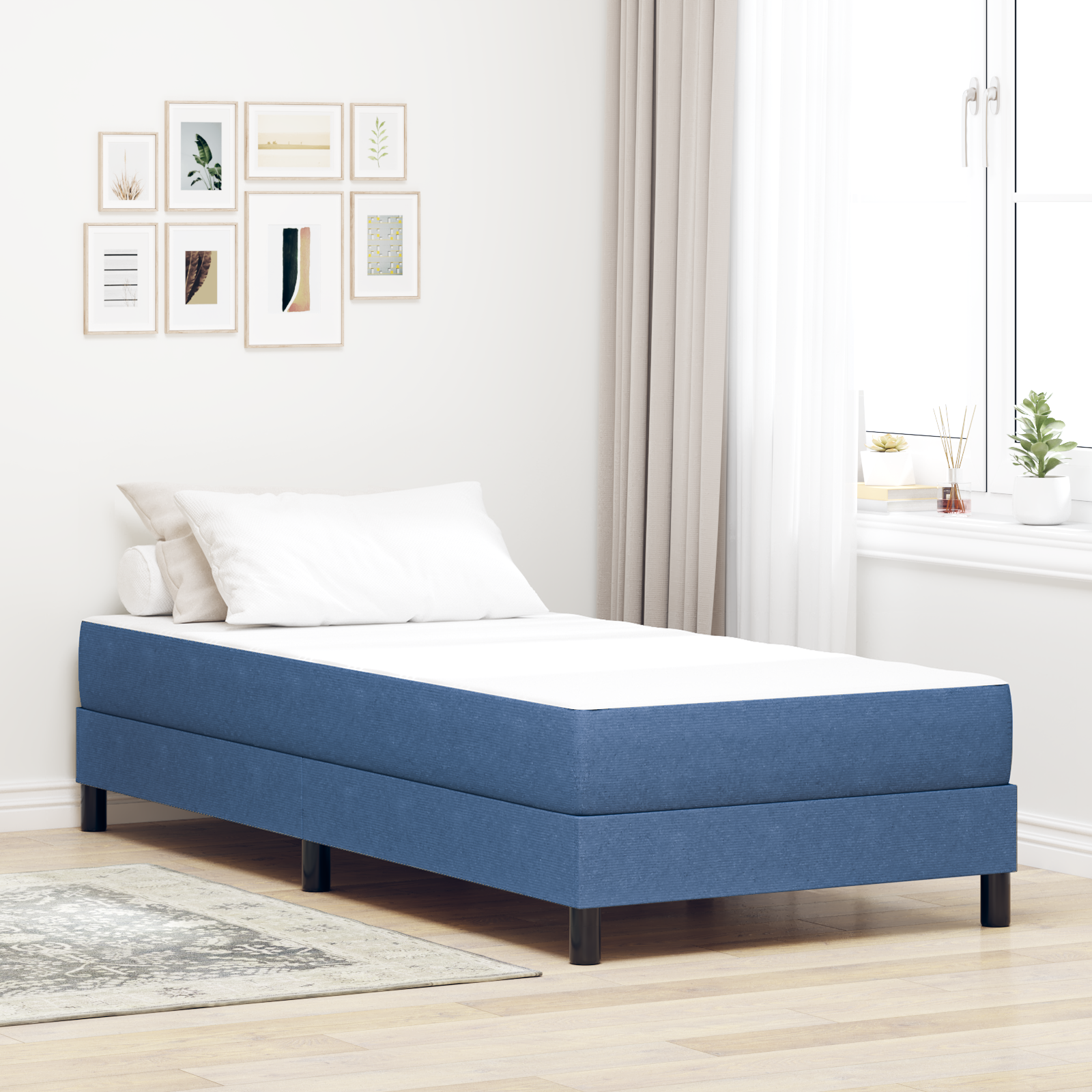 Sängmadrass med madrass Blå 80 x 200 cm tyg