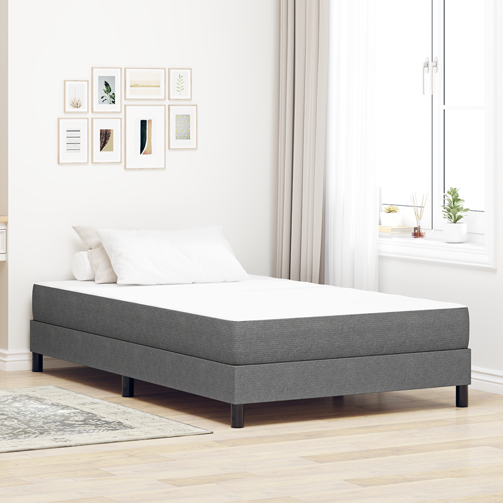 Sängmadrass med madrass Ljusgrå 120 x 200 cm tyg