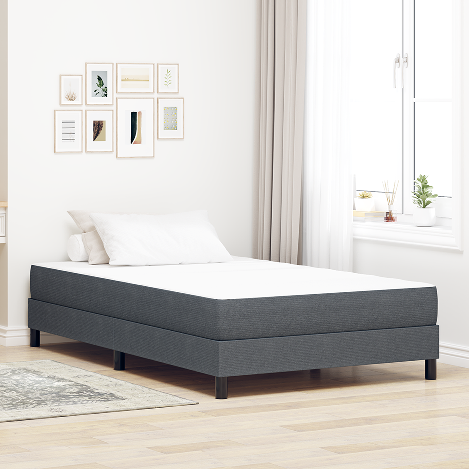 Sängmadrass med madrass Grå 120 x 200 cm tyg