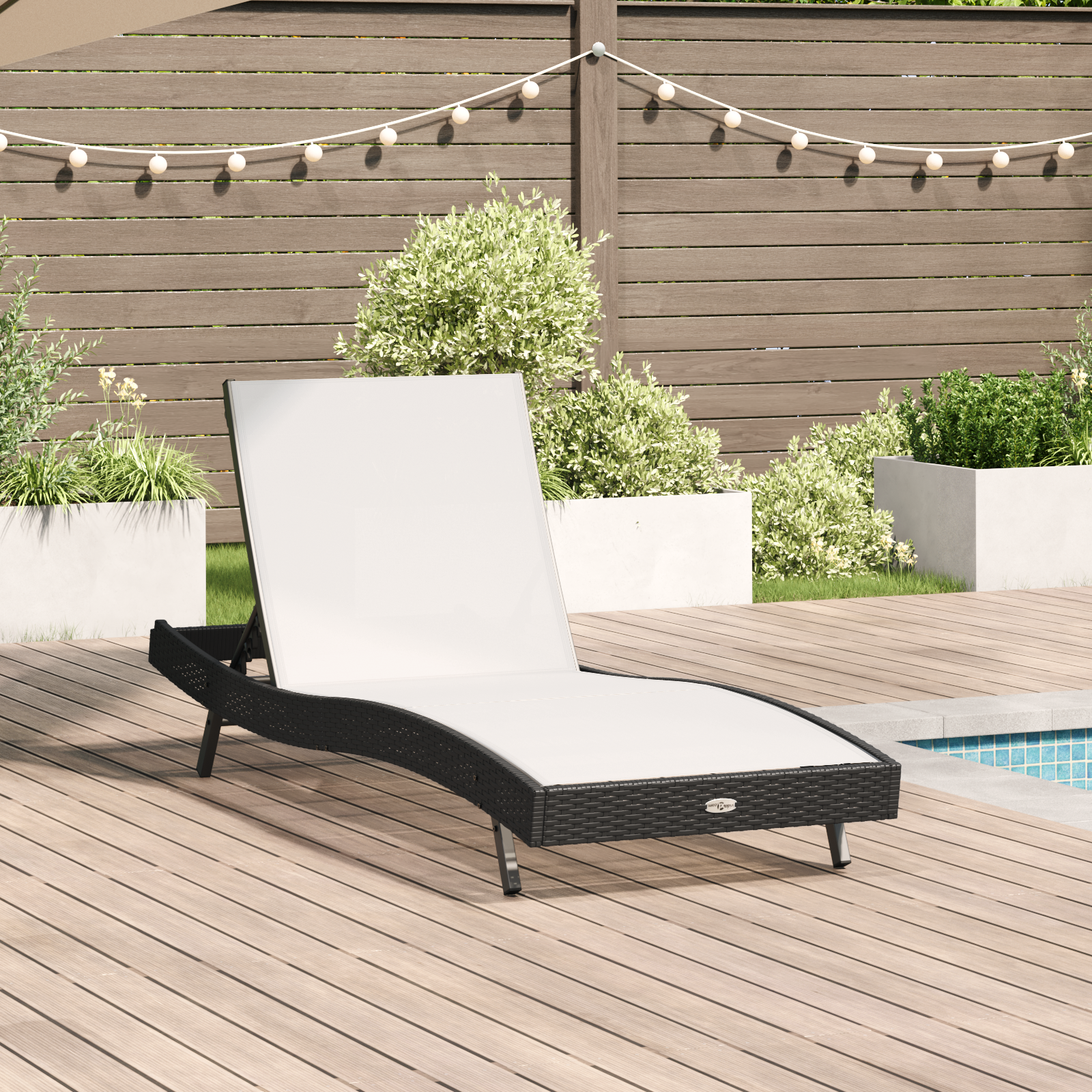 Solstol Reclining Svart och Vitt 197 x 70 x 82 cm konstrotting