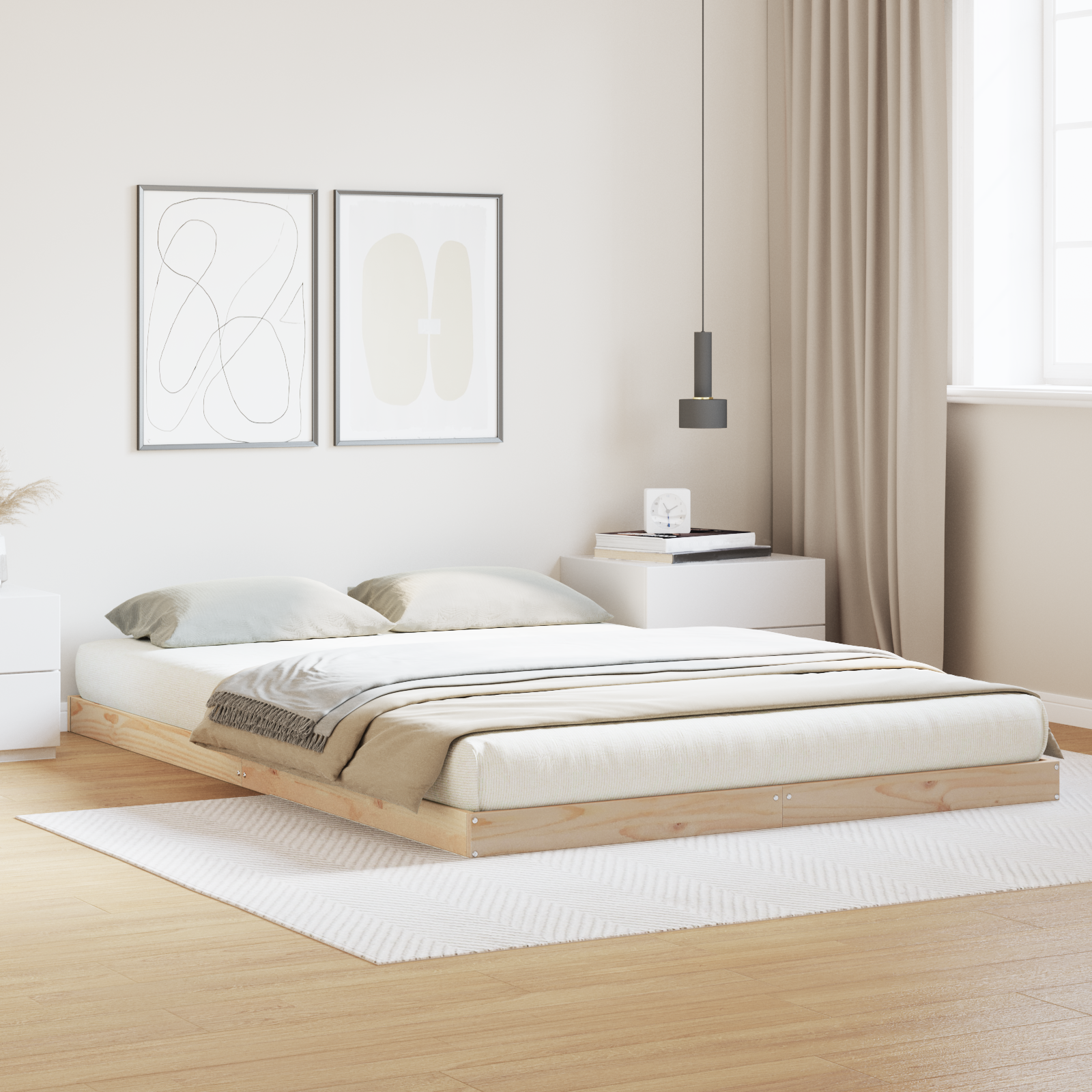 Golvsängsram Naturfärg 140 x 220 cm Massiv furu