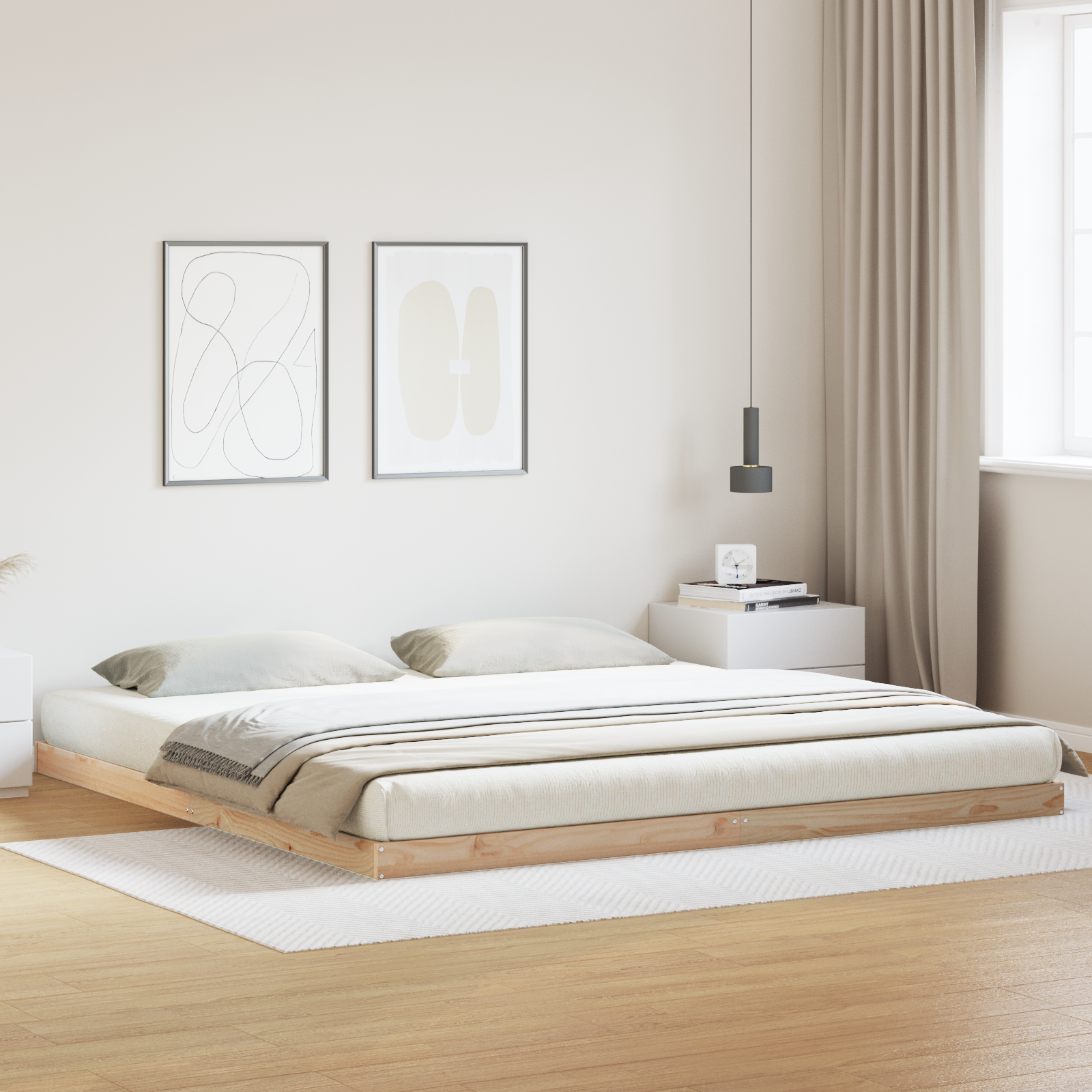 Sängram Naturfärg 180 x 220 cm Massiv furu
