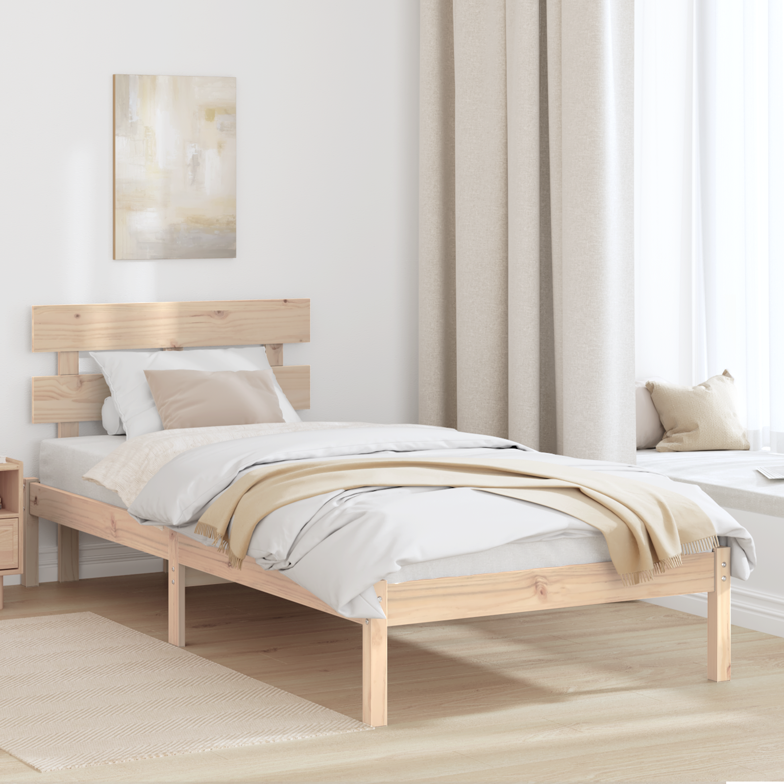 Sängram med huvudgavel Brun 75 x 190 cm Massivt tallträ