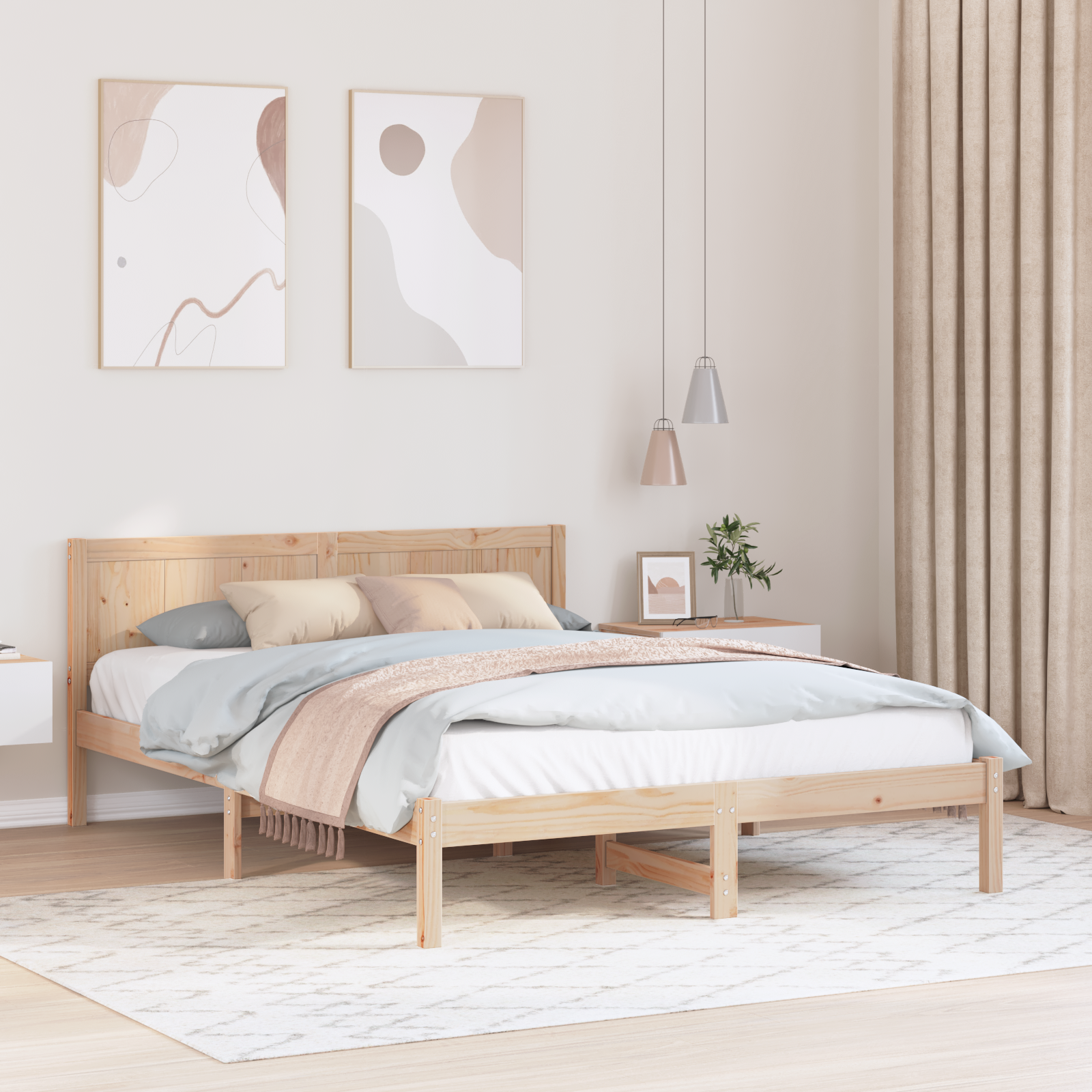 Sängram Brun 140 x 200 cm Massivt tallträ