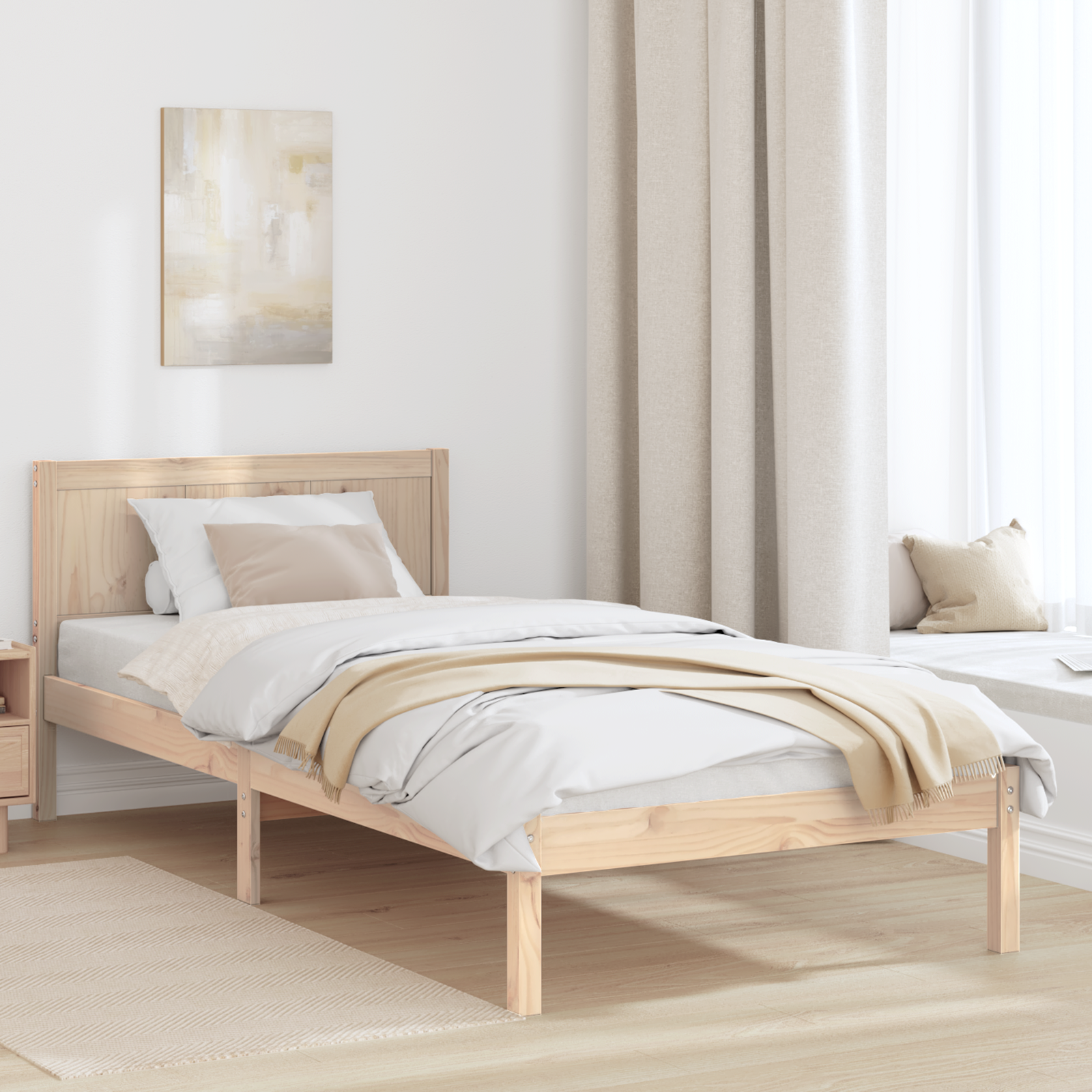 Sängram Brun 90 x 200 cm Massivt tallträ